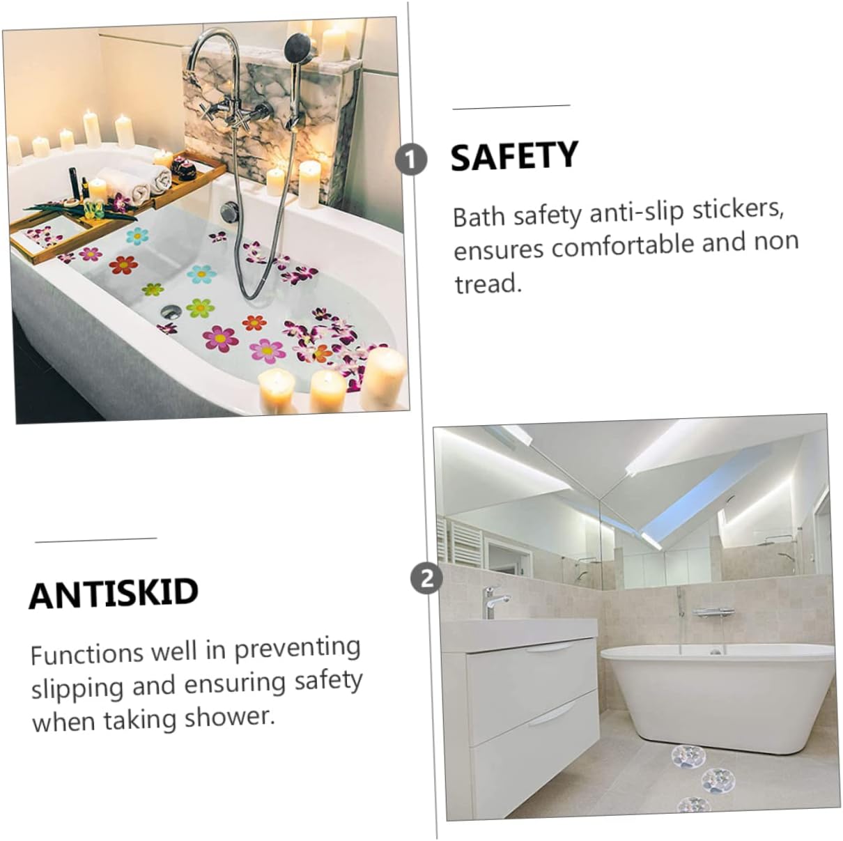 Amosfun 14pcs Non-Slip Bathtub Stickers for Safety