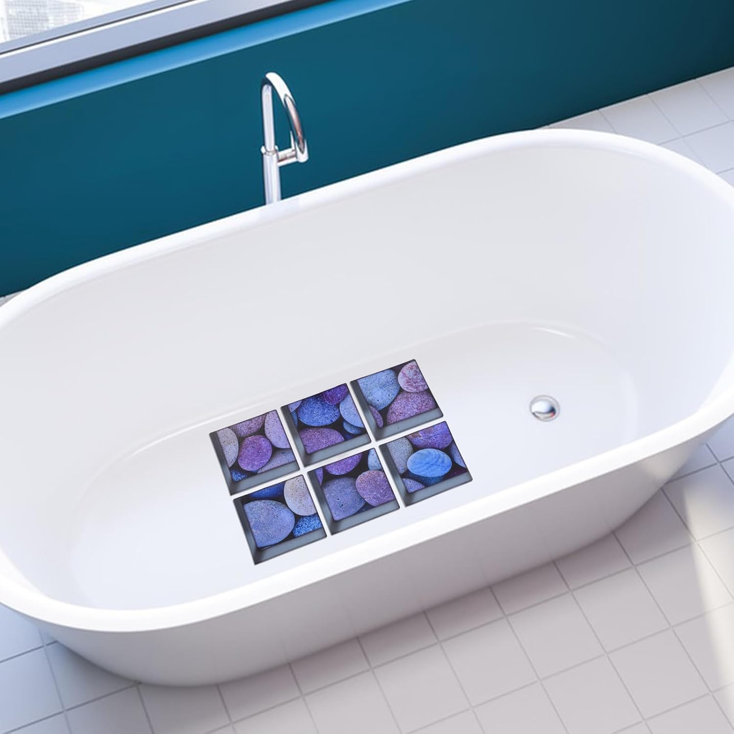 ULTNICE 6pcs 3D Bathtub Stickers Rock Pattern
