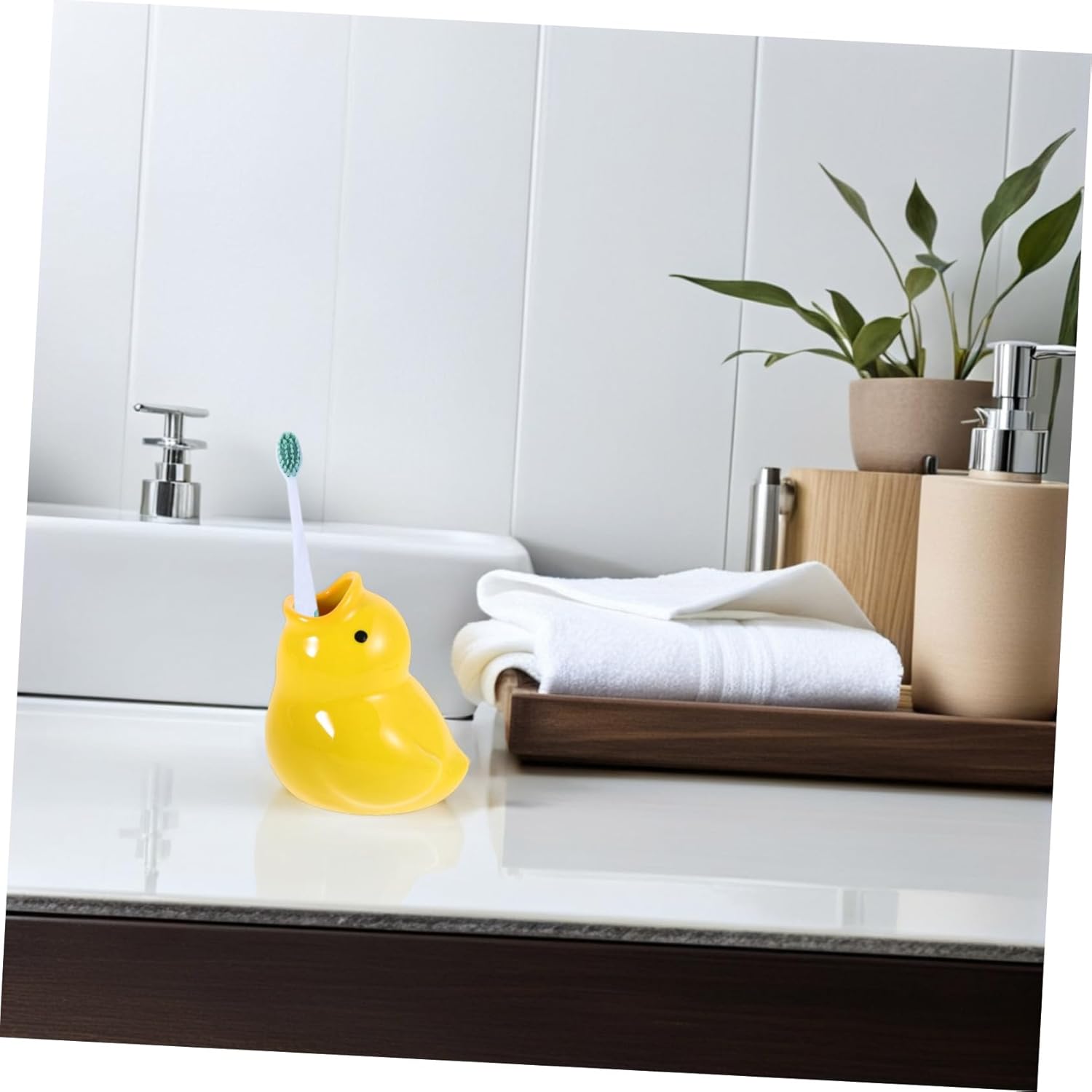 VICASKY Ceramic Cartoon Toothbrush Holder for Bathroom