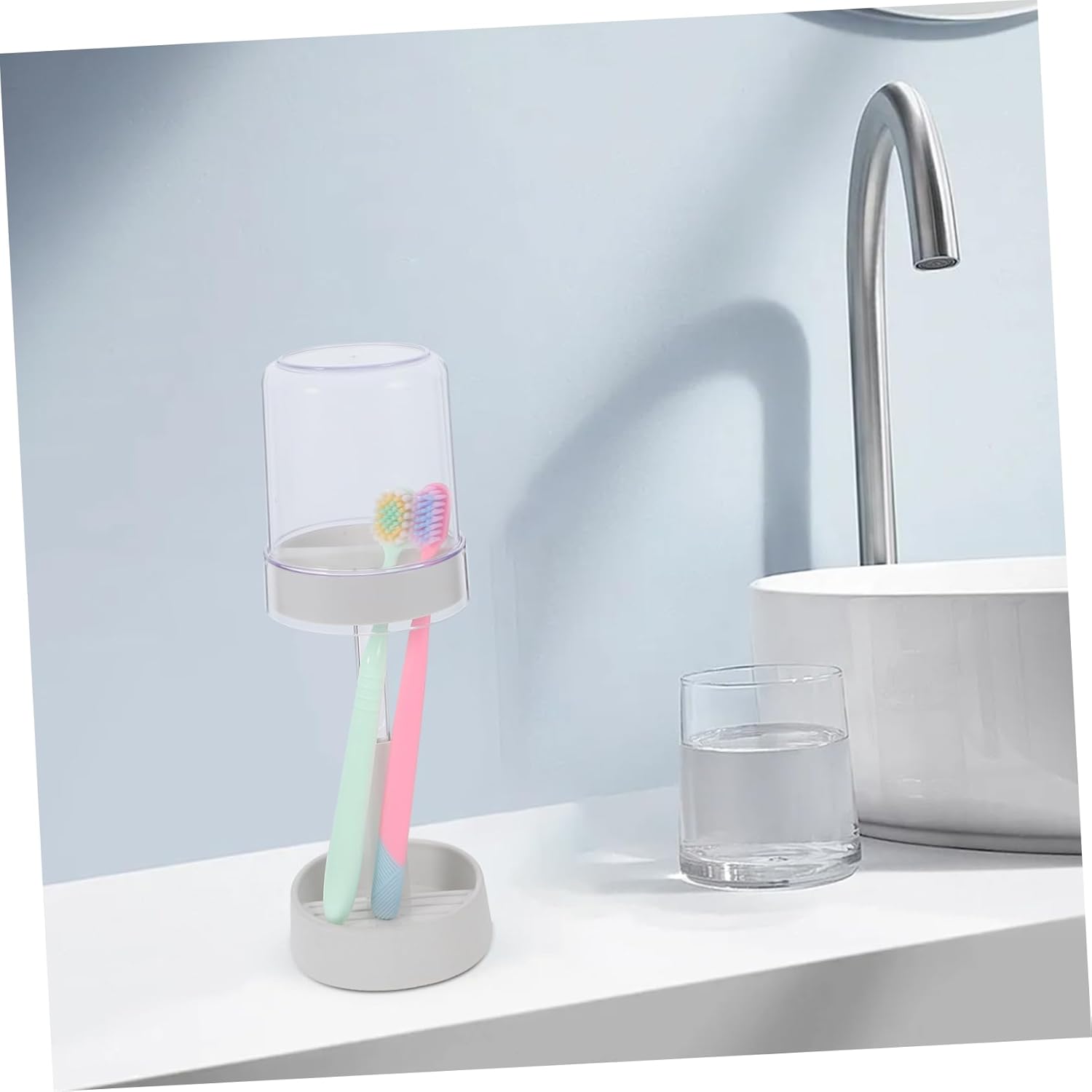 UTHCLO Toothbrush Holder with Cups Slot and Protective Lid 1