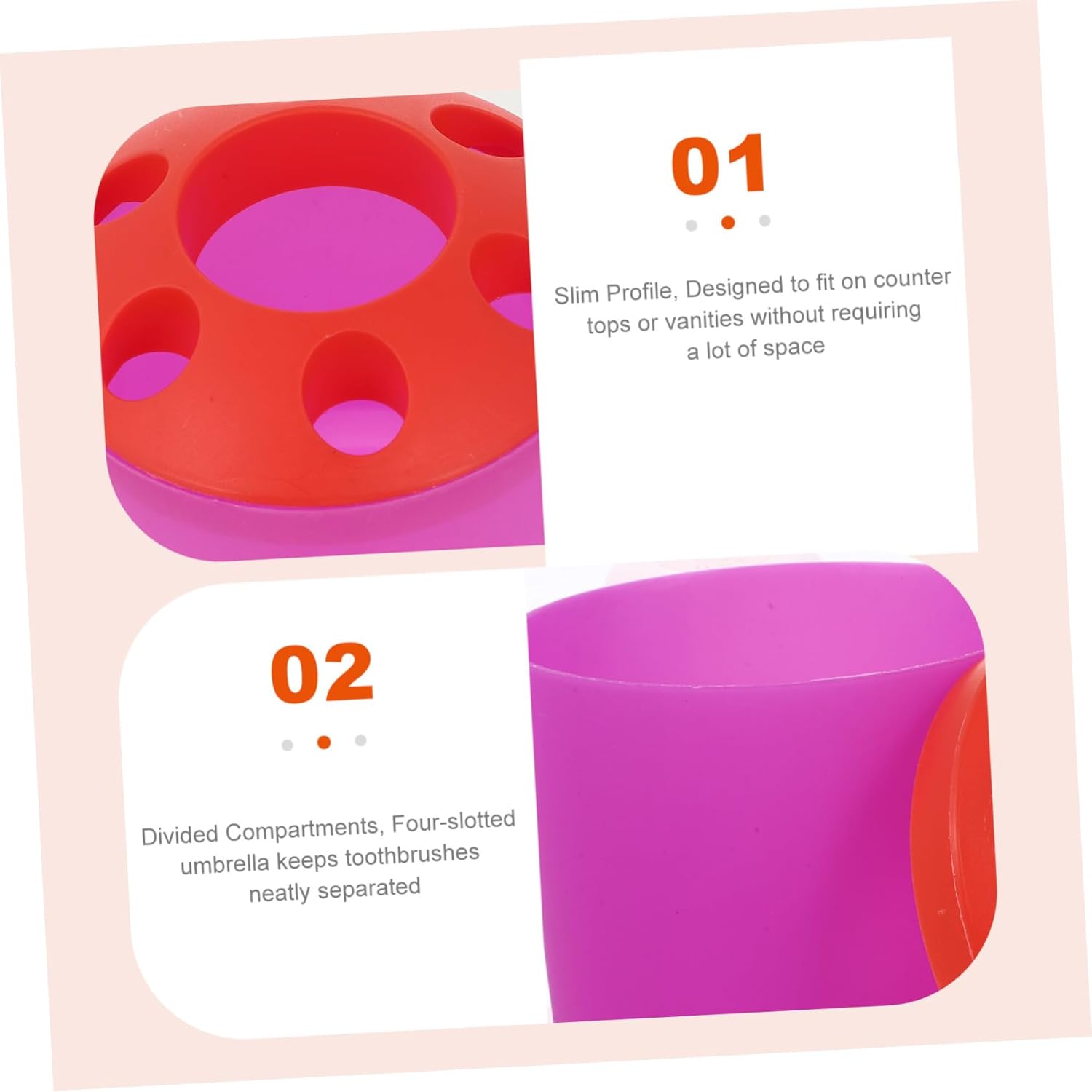 Cabilock Toothbrush Holder with Purple Base and Divided Compartments