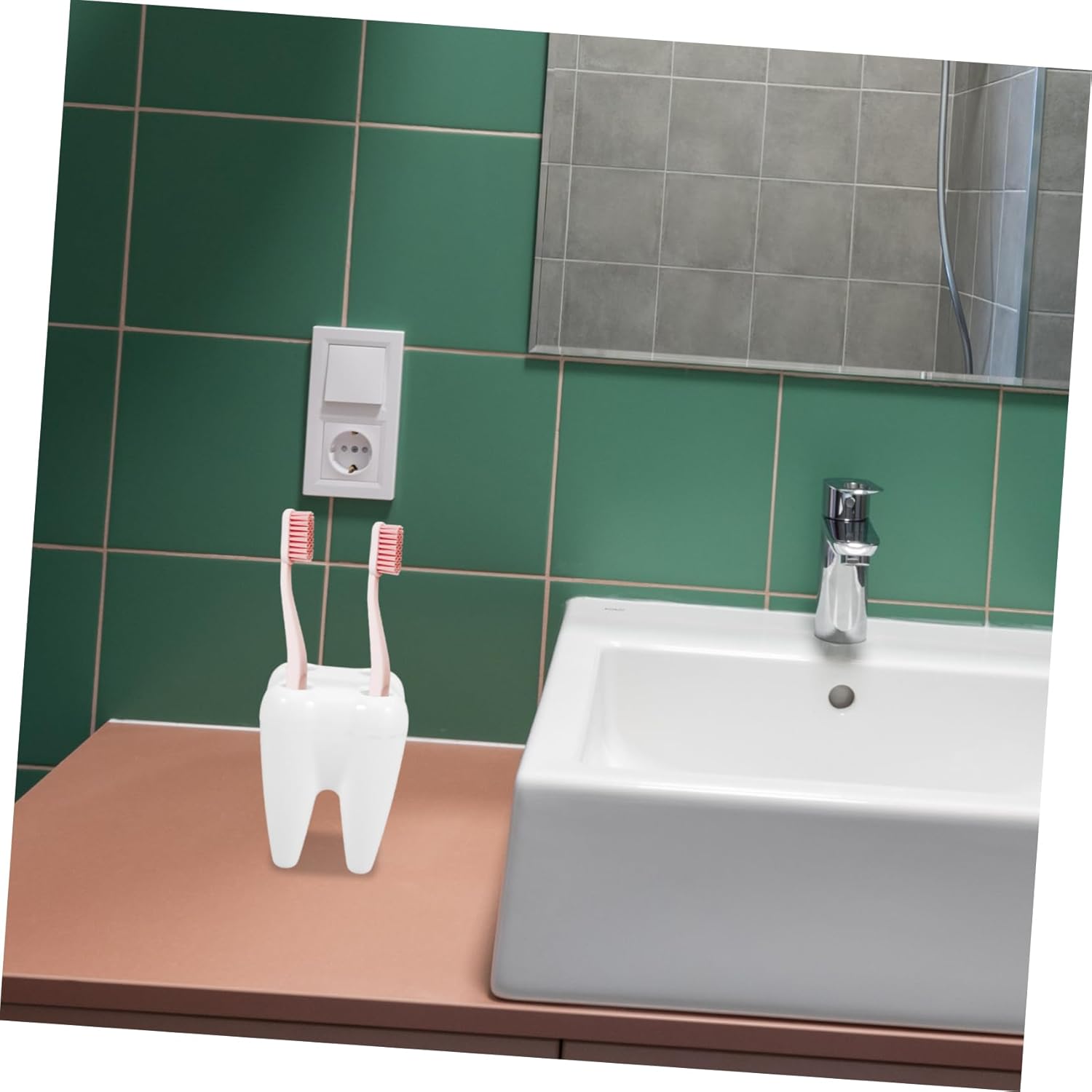 Cabilock 2pcs Cute Tooth Shaped Brush Holder
