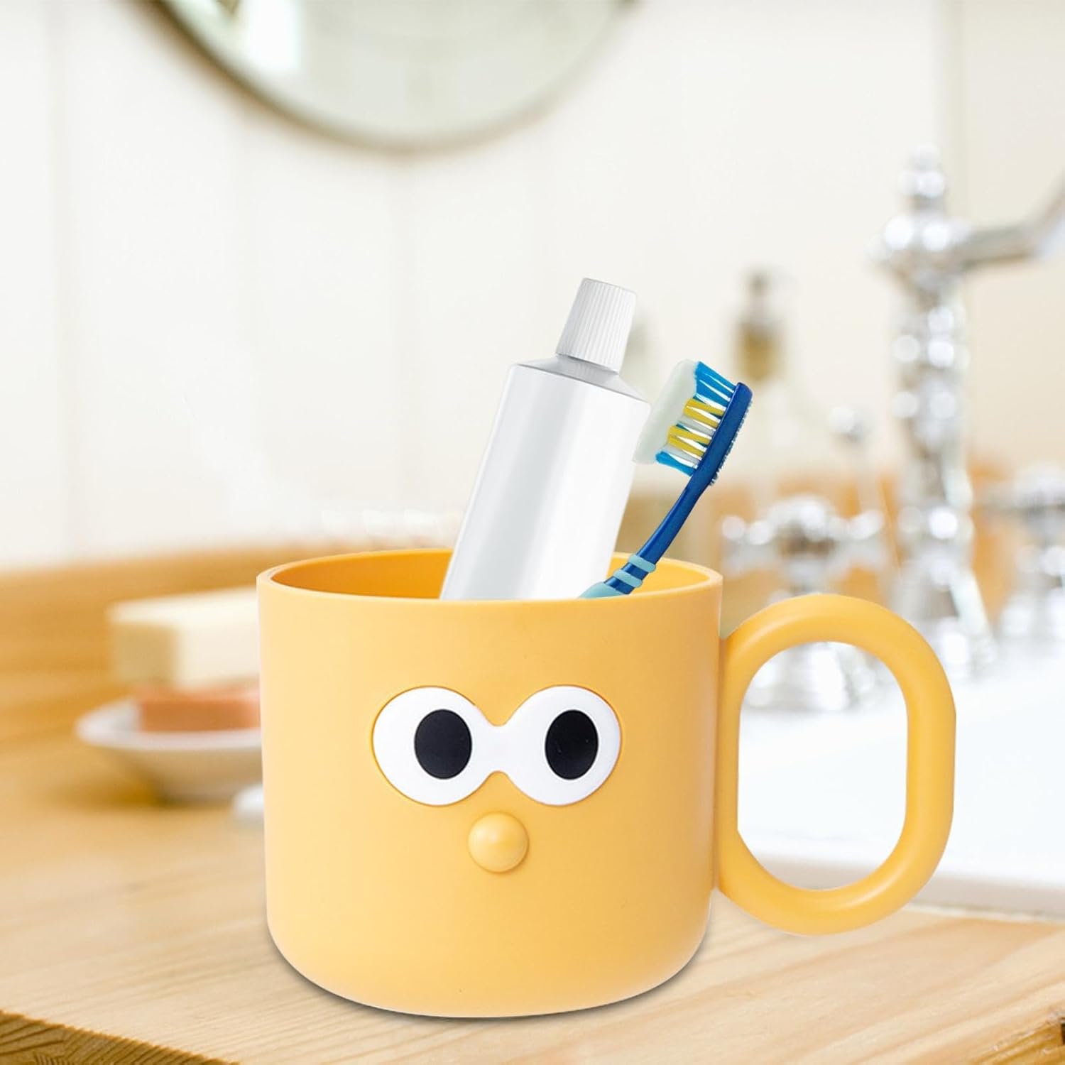 Kids Toothbrush Rinse Cup - Cute Cartoon Design Unbreakable Reusable
