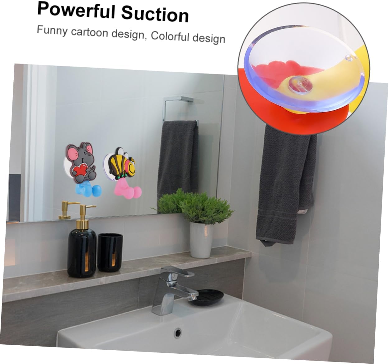 LIFKOME Cartoon Animal Toothbrush Holder Wall Suction Cup Hook