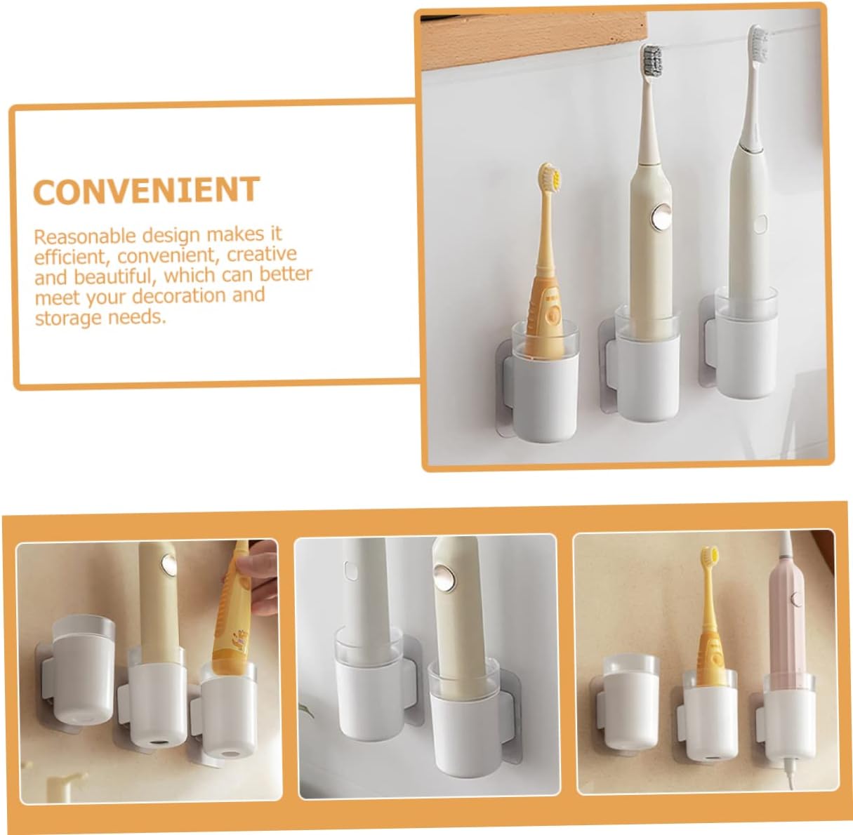 STOBAZA Wall Mounted Toothbrush Holder 8pcs Bathroom Organizer