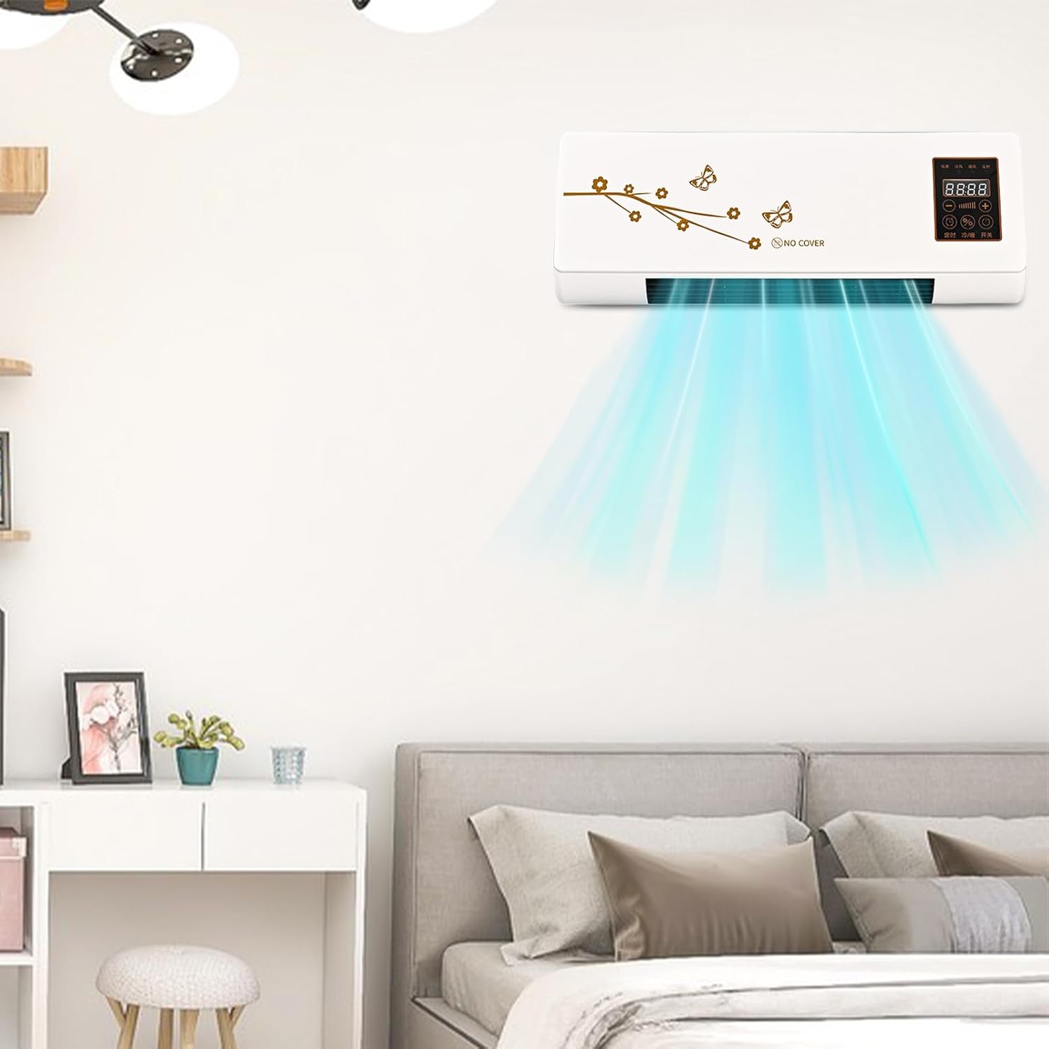 Ductless Air Conditioner Fan Heater - White Compact Quiet Energy Saving Remote Control