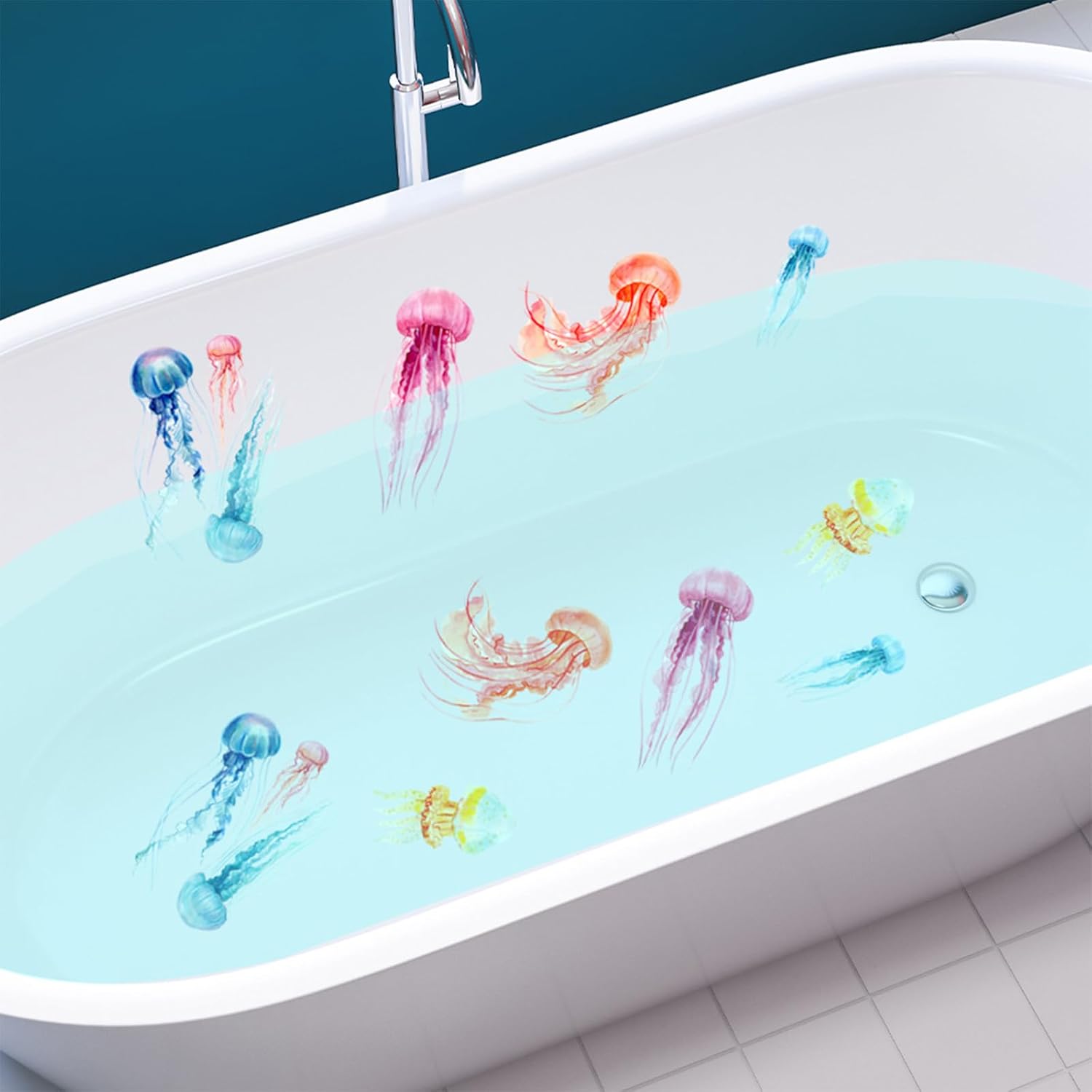 18Pack Bathtub Non Slip Stickers with 61 Ocean Animals