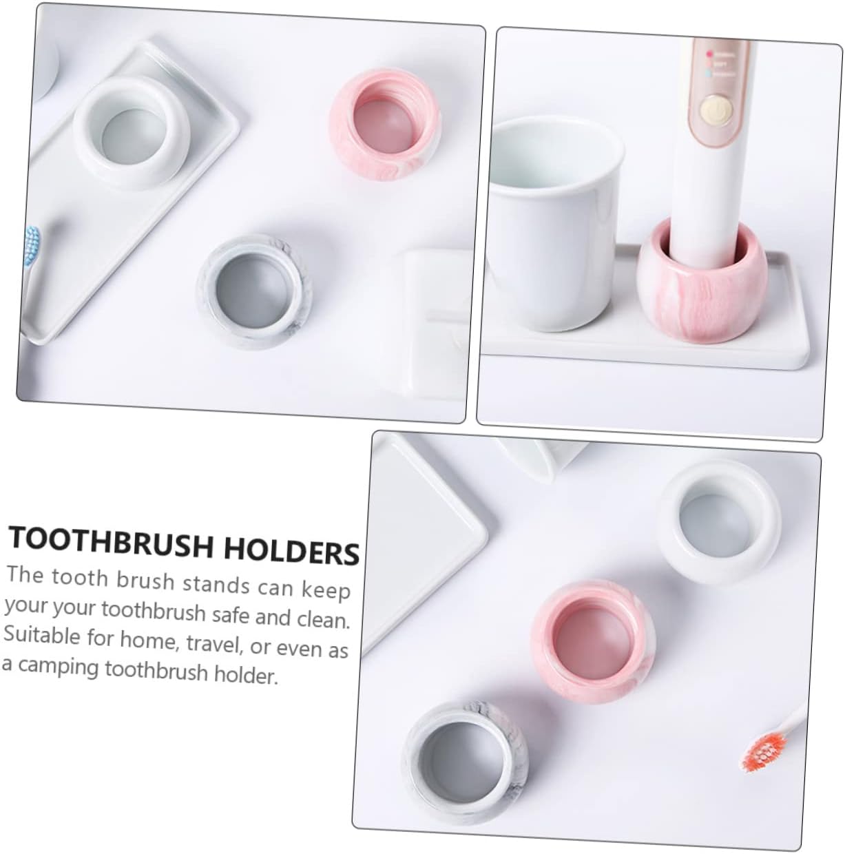 Ciieeo 3pcs Marble Toothbrush Holder Wall-Mounted 1