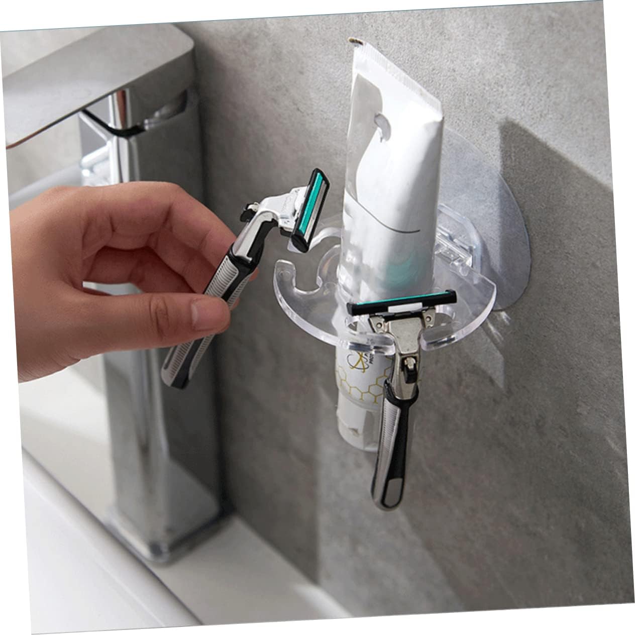 Healifty 5Pcs Wall Mounted Toothbrush Holder Organizer