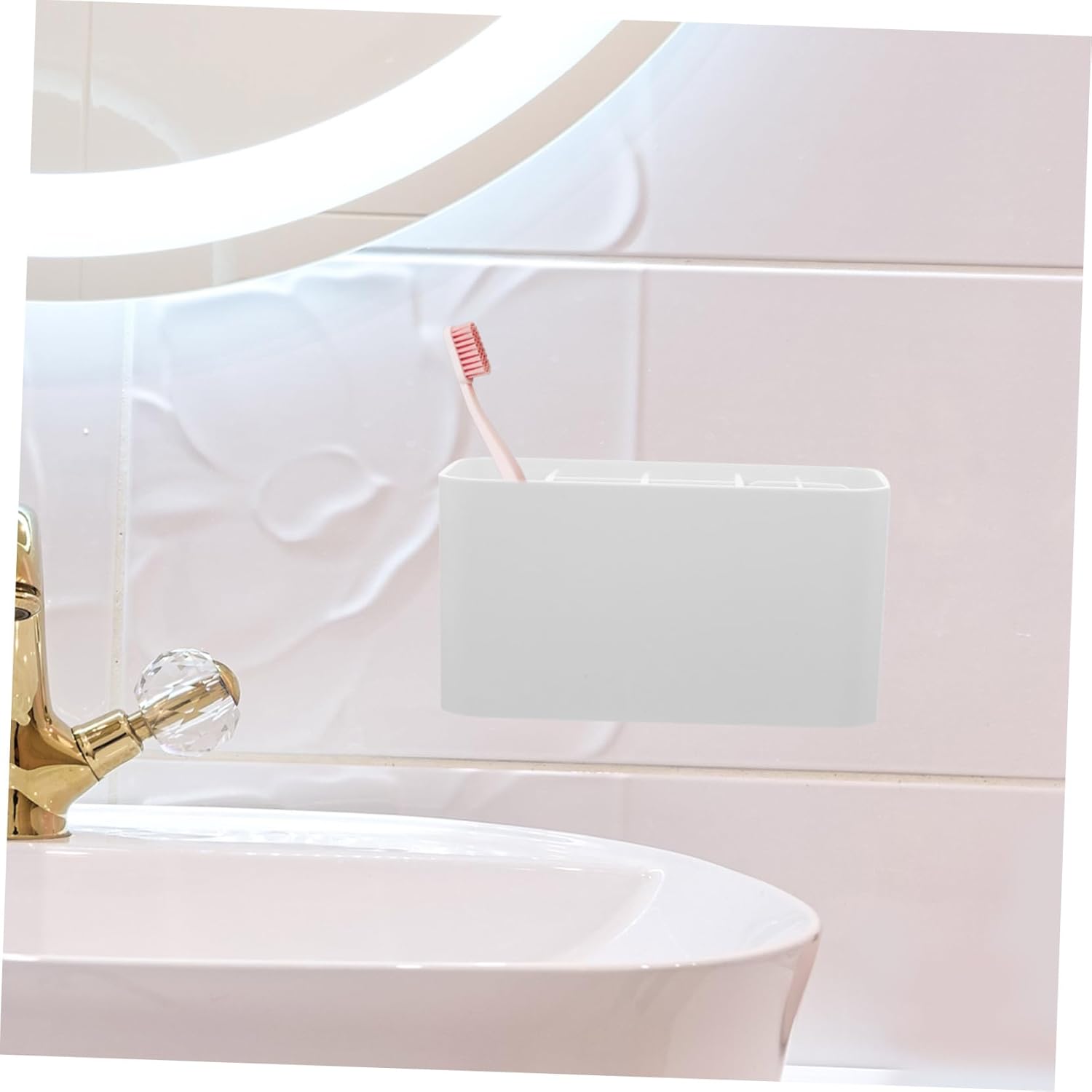 Happyyami White Toothbrush Holder Storage Box