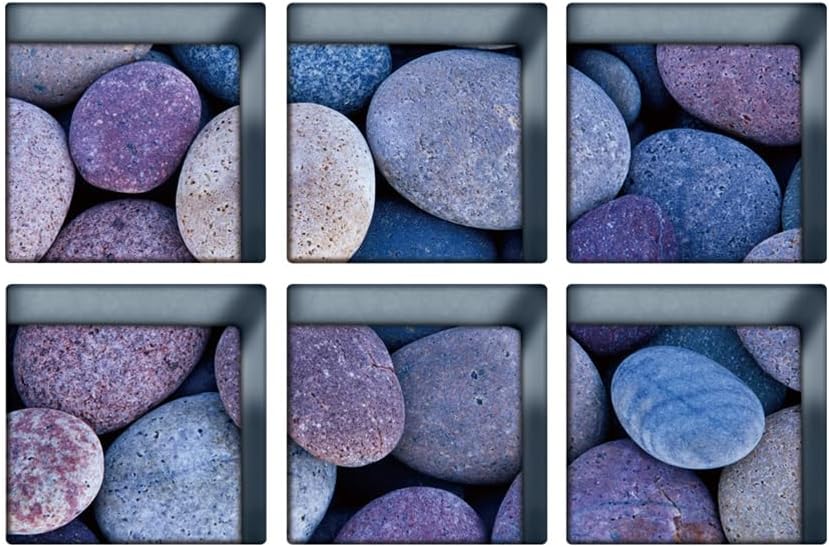 ULTNICE 6pcs 3D Bathtub Stickers Rock Pattern