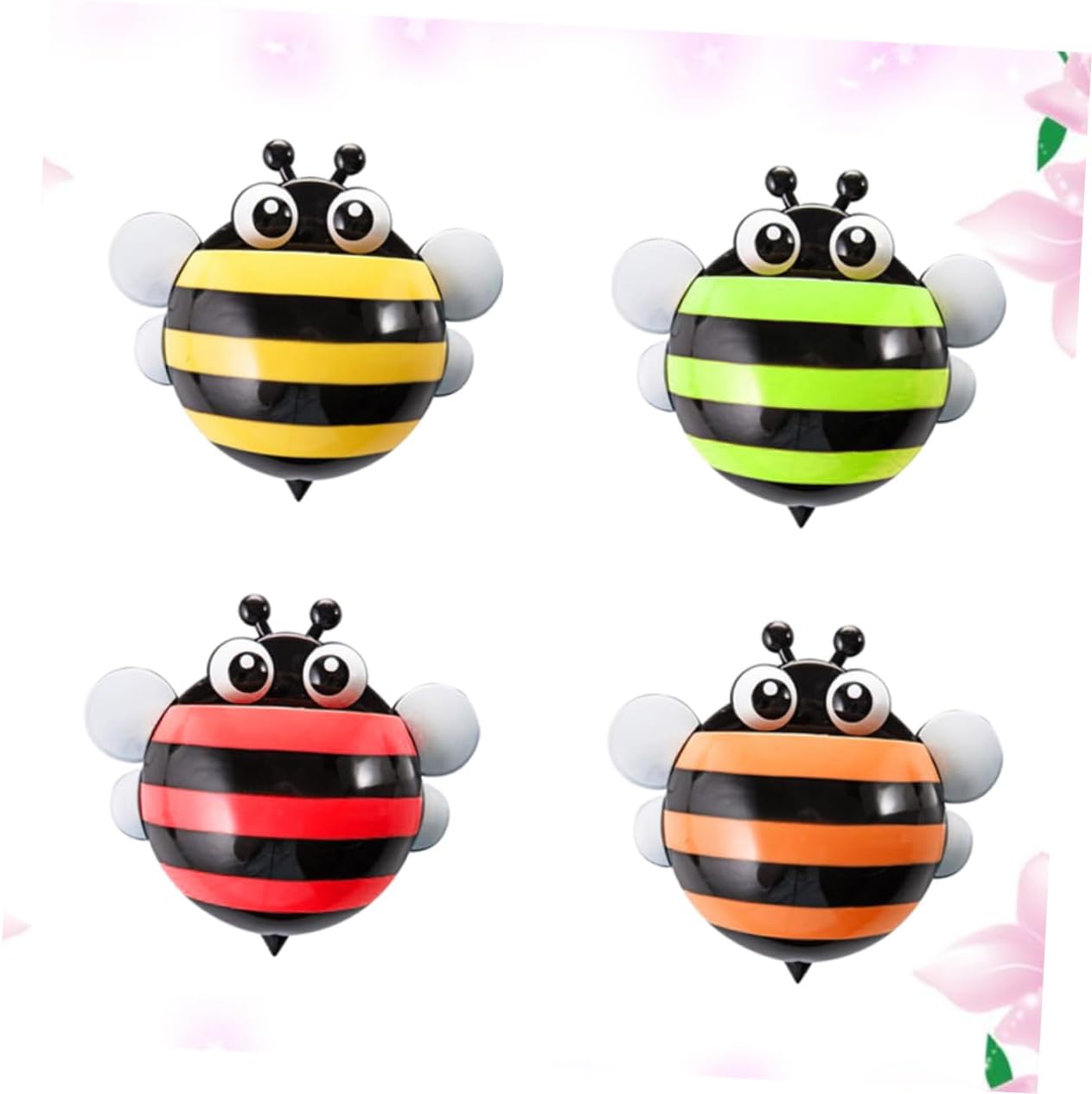 4pcs Cartoon Bee Toothbrush Holder for Bathroom and Travel Use