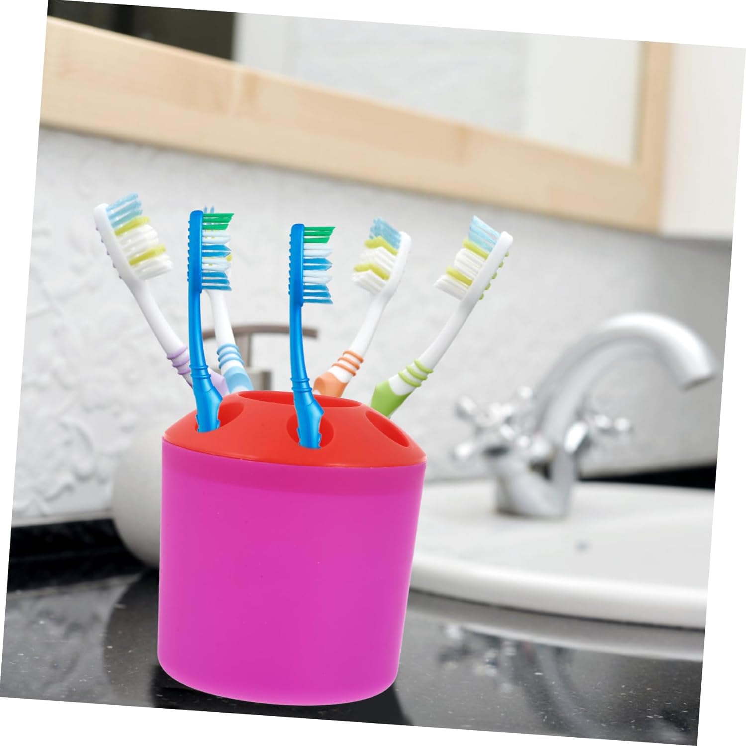 VOSAREA Toothbrush Holder with Purple Base Organizer 1