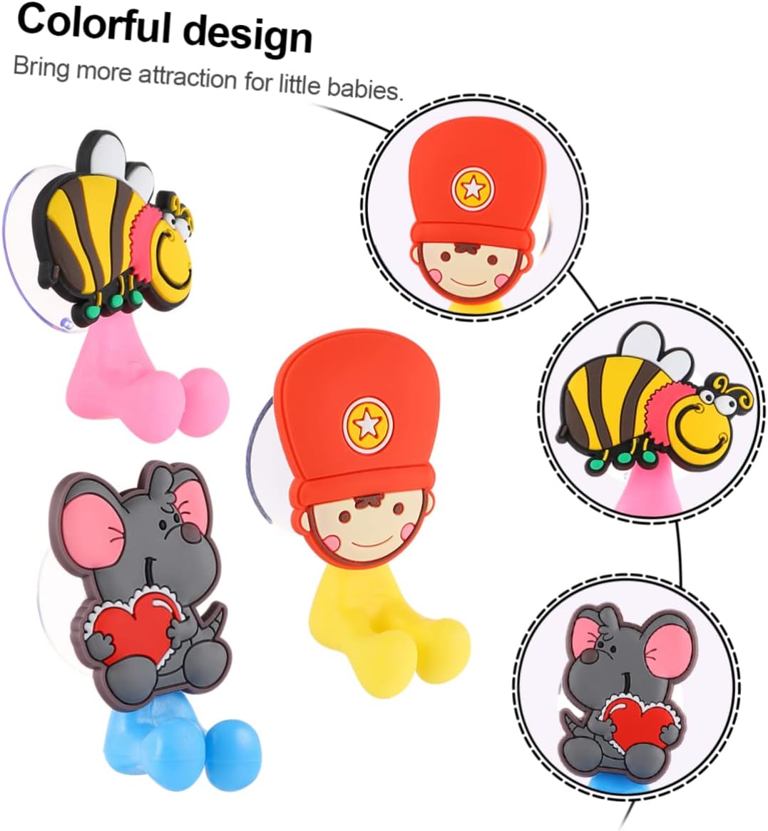 HOLIDYOYO 3Pcs Dinosaur Toothbrush Holder Suction Wall Hangers for Bathroom