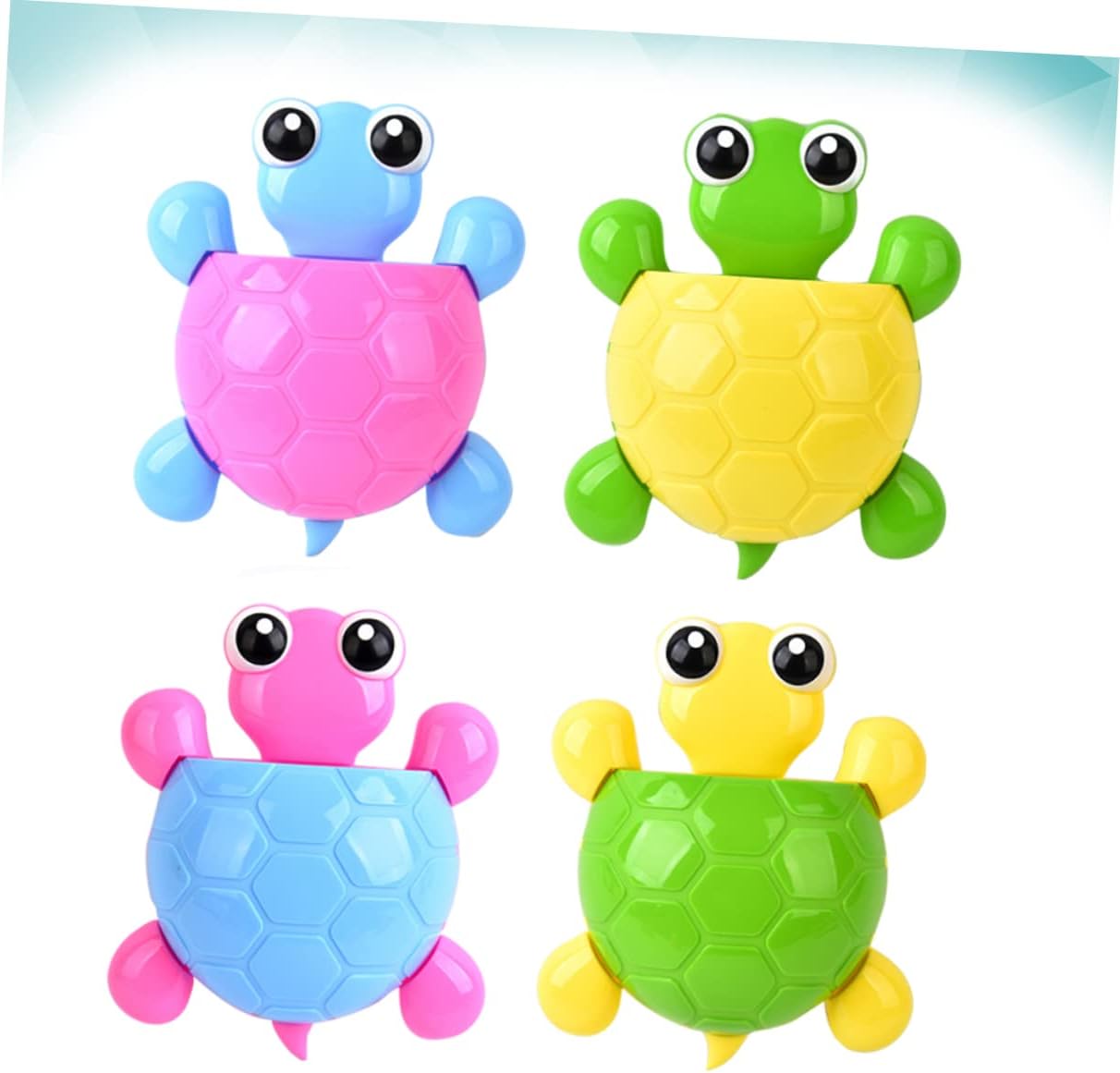 PRETYZOOM Cute Turtle Suction Cup Toothbrush Holder Set of 4