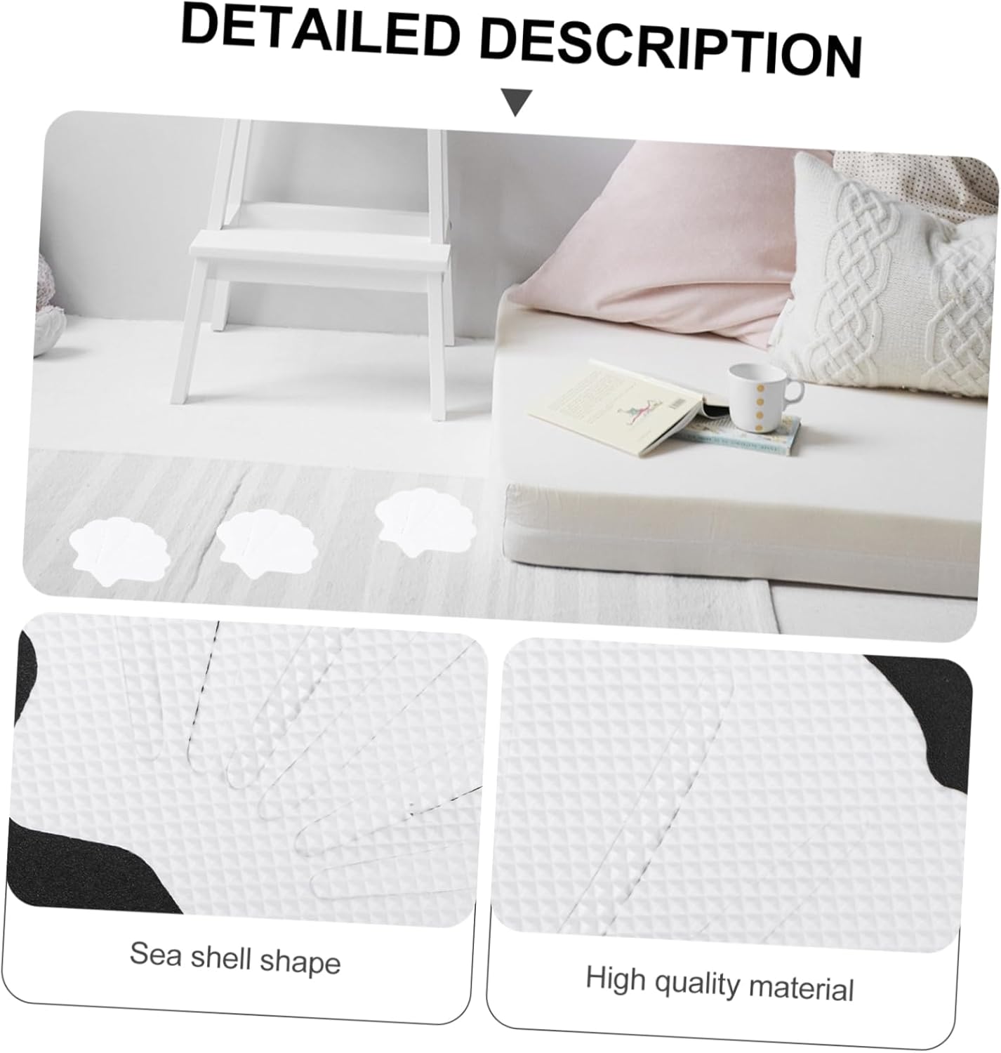 12PCS White Sea Shell Non-Slip Bathroom Decals