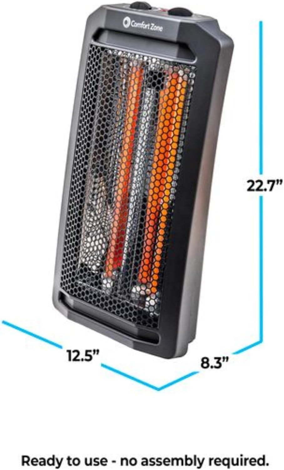 Comfort Zone Quartz Tower Heater with 2 Settings