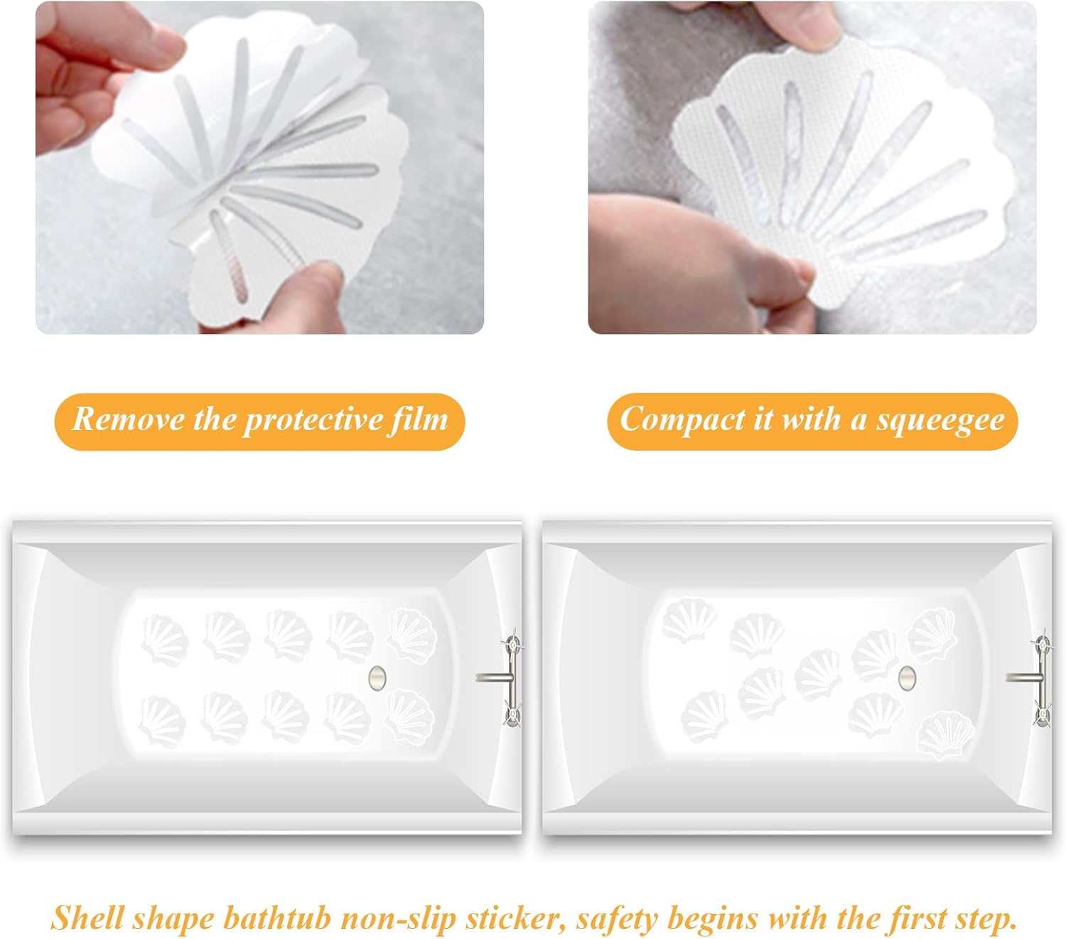 12 Pcs Non Slip Bathtub Stickers Sea Shell Shape Decals for Bathroom