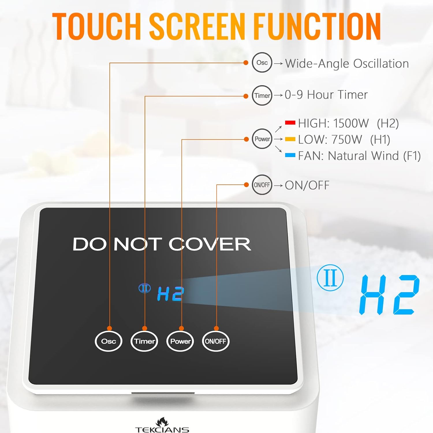 Feculs Official Electric Heater with Oscillation and Remote Control