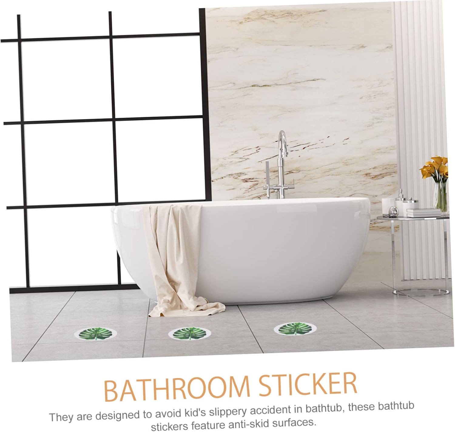 SOLUSTRE Anti-Slip Tub Decals Leaf Stickers for Bathroom