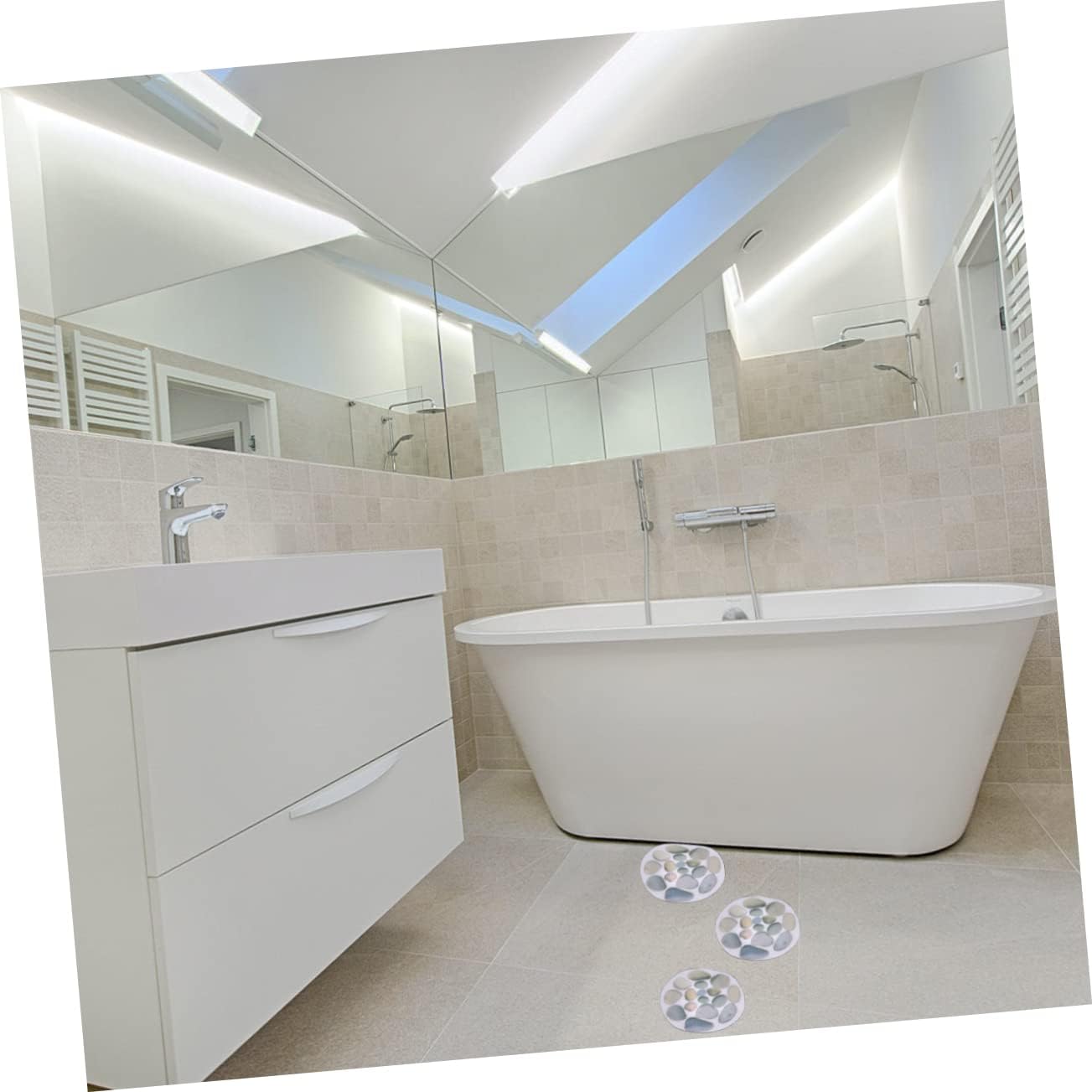 4Pcs Slip Bath Tub Stickers Stone Pattern Non Slip Decals