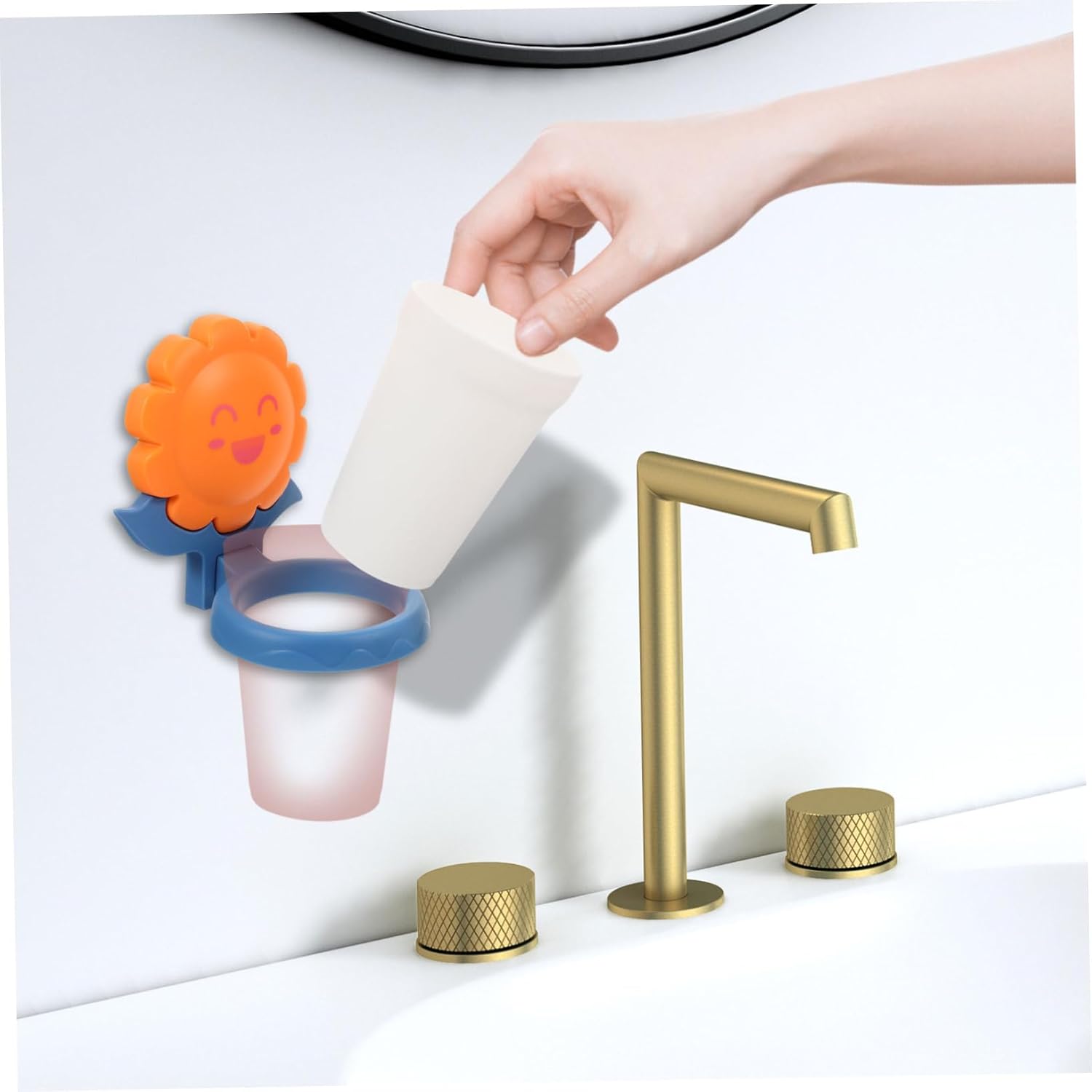 Hemoton Cartoon Toothbrush Cup Holder with Storage