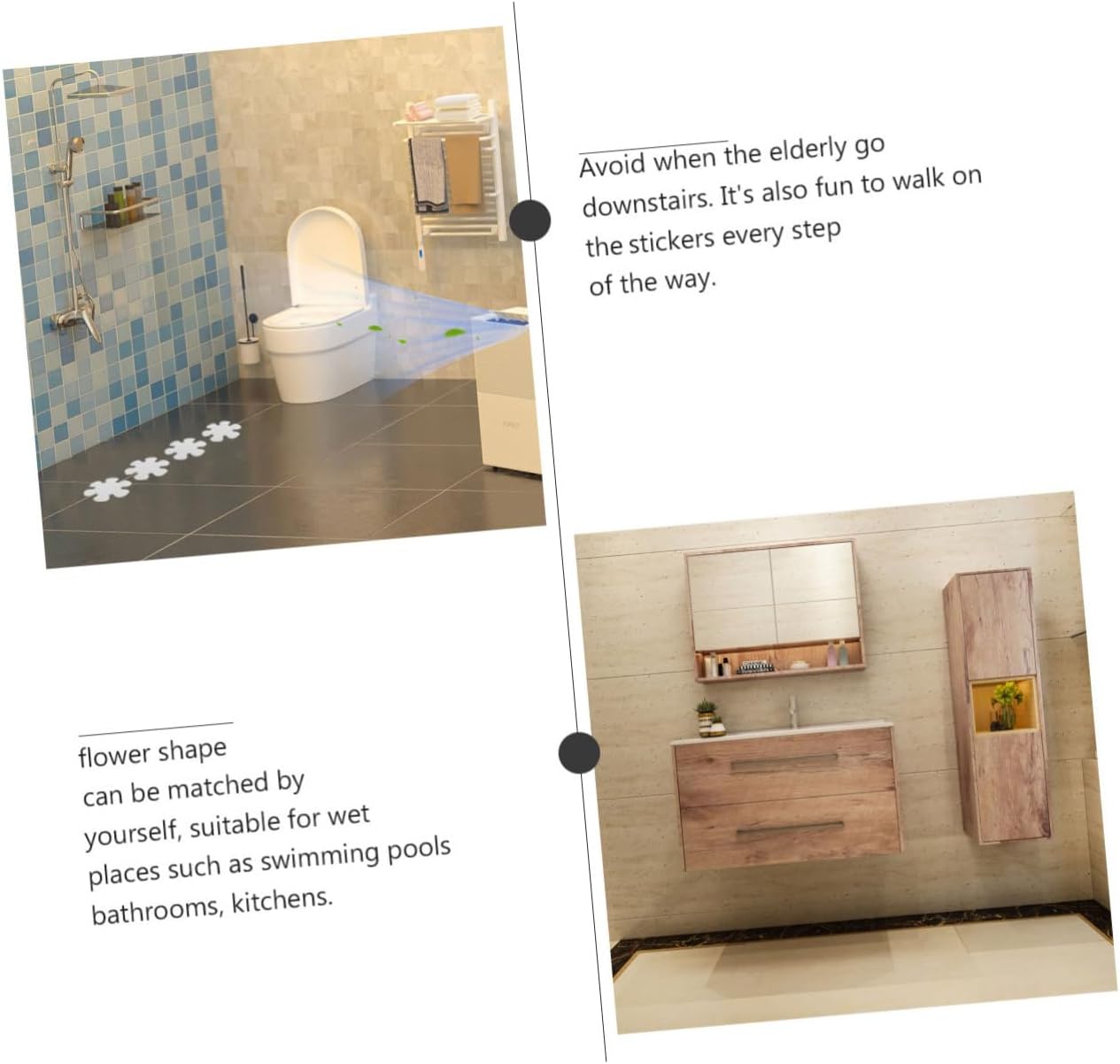 Yardenfun 2Sets Non Slip Bathroom Stickers
