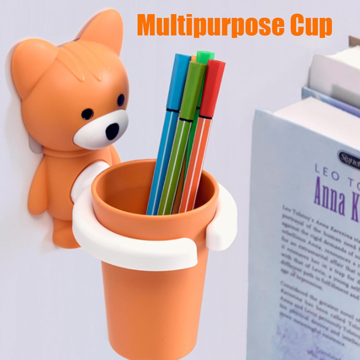 Kids Cartoon Fox Toothbrush Holder with Suction Cup