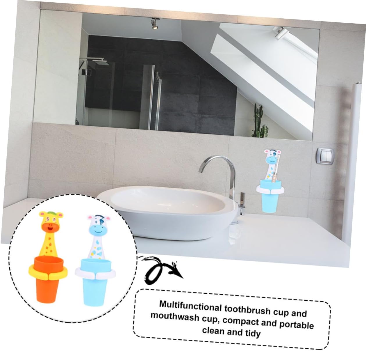 LIFKOME 2 Sets Cartoon Animal Wall Mounted Toothbrush Holder