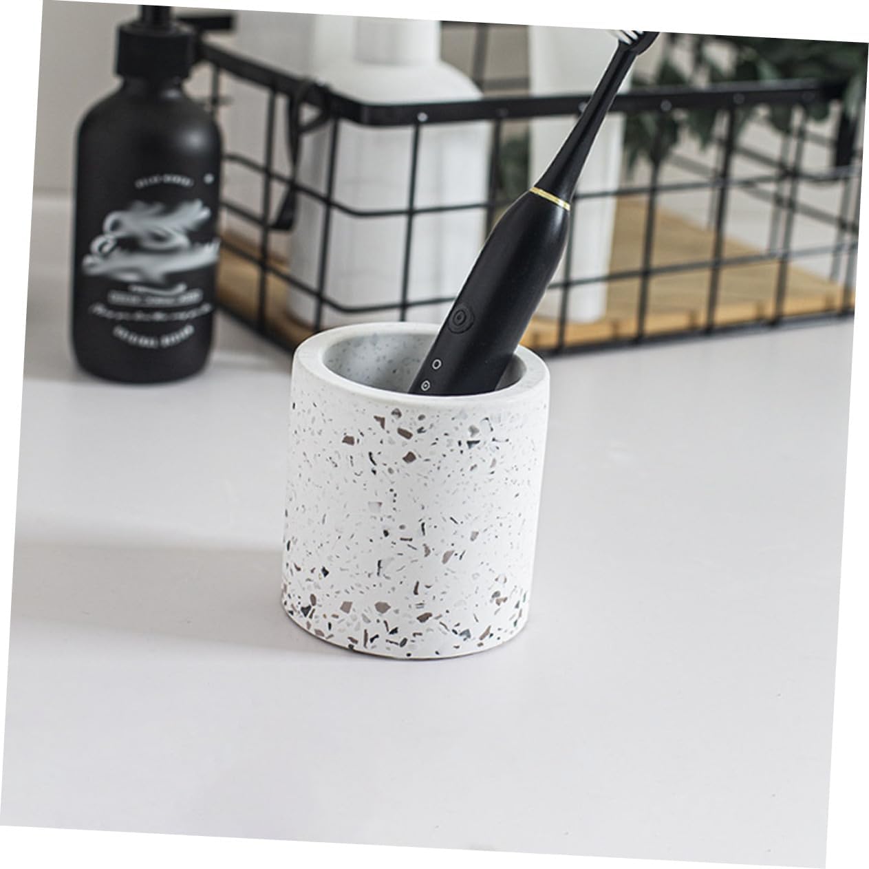 PRETYZOOM Elegant Marble Bathroom Toothbrush Holder Set