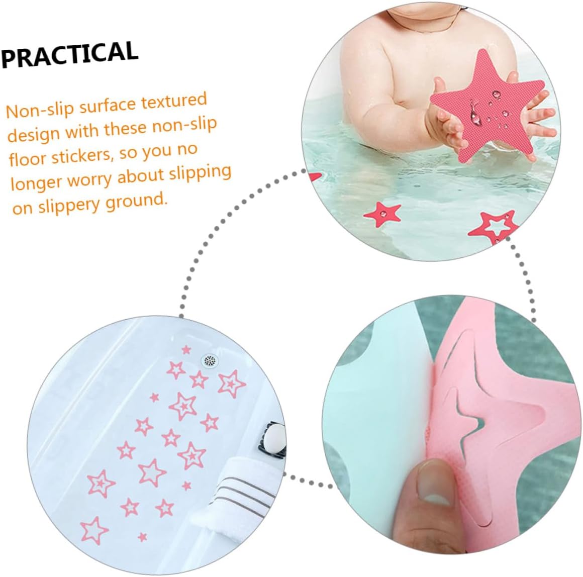 12pcs Non-Slip Bathtub Stickers Star Shape Peva Material