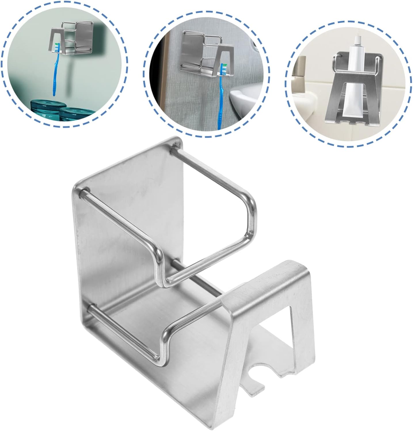 PRETYZOOM Wall Toothbrush Holder Stainless Steel Easy Install 1
