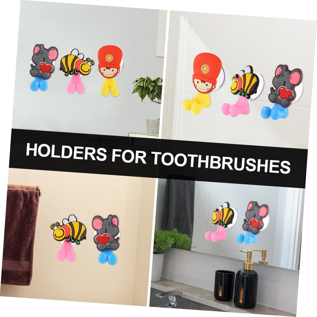 Zerodeko 3 Pcs Cartoon Wall Suction Holder
