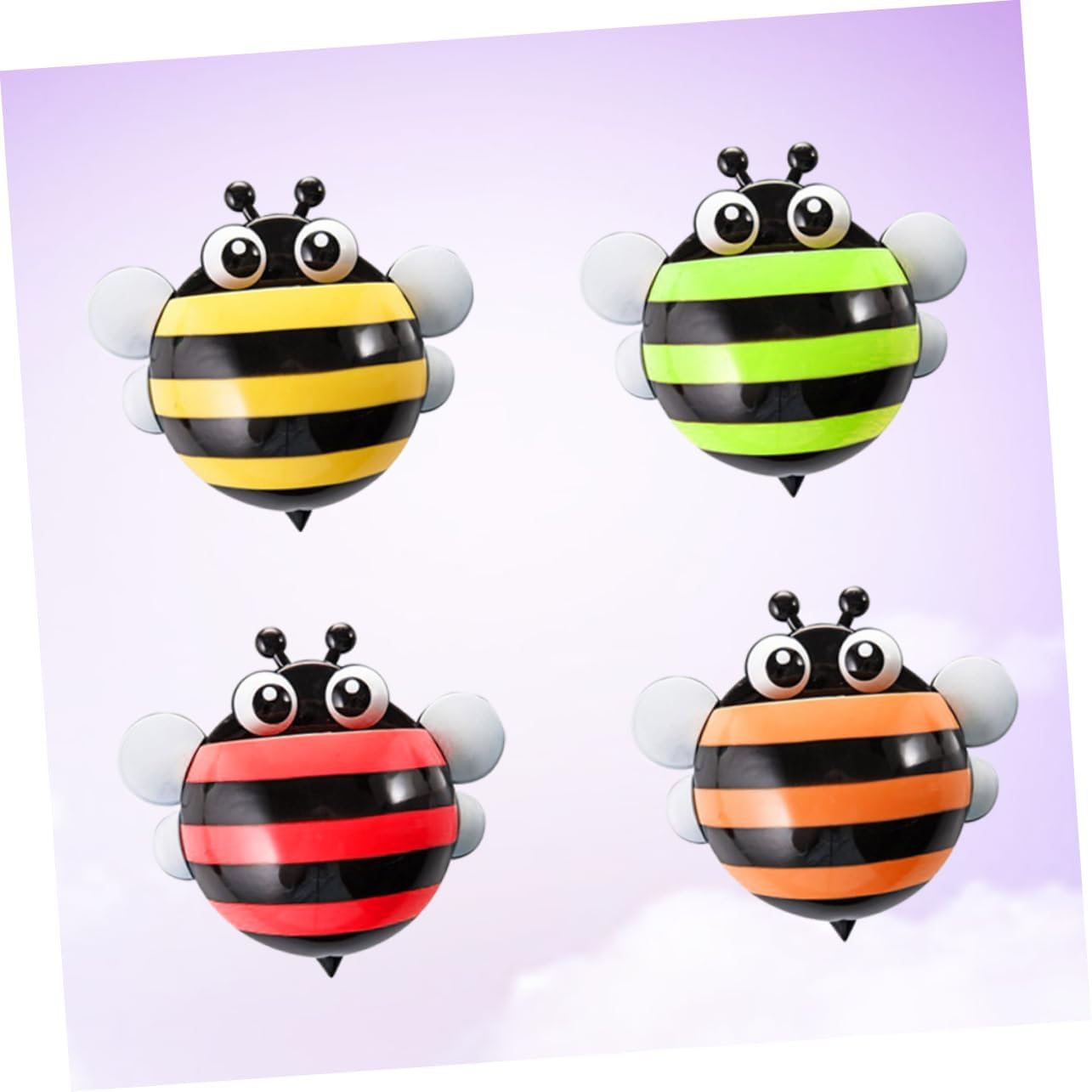 4pcs Cartoon Bee Toothbrush Holder for Bathroom and Travel Use