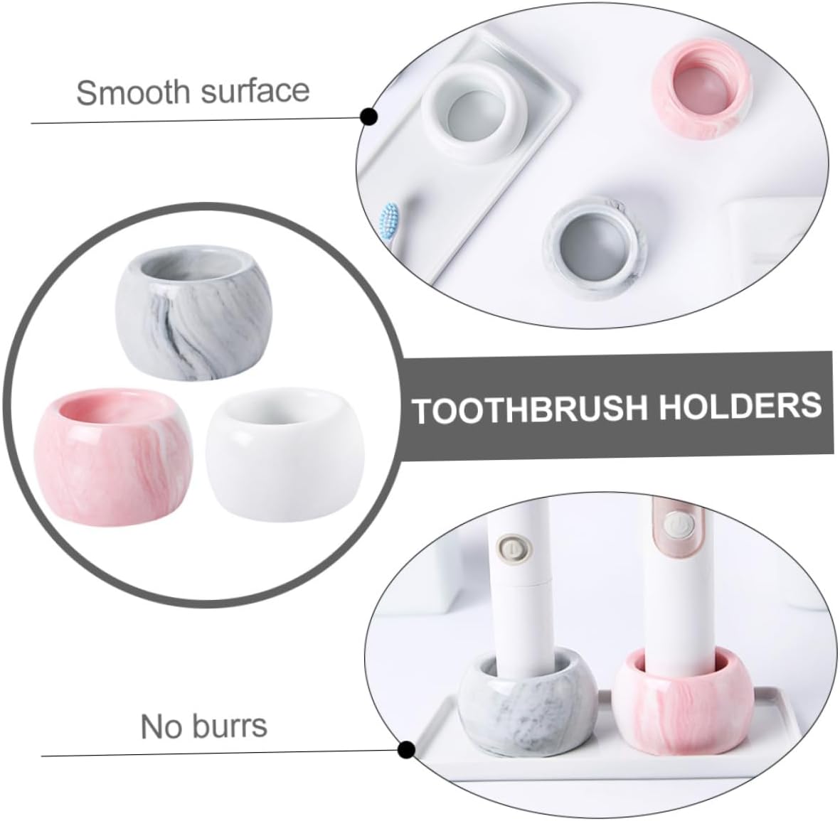 Amosfun 3pcs Marble Electric Toothbrush Holder