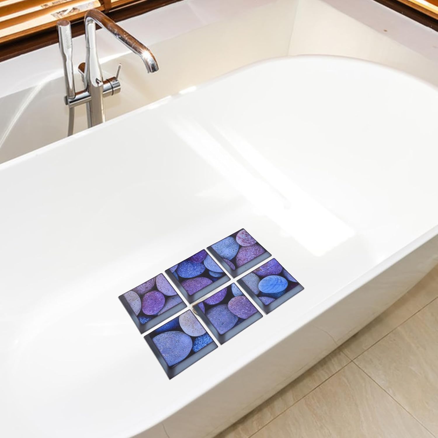 ULTNICE 6pcs 3D Bathtub Stickers Rock Pattern