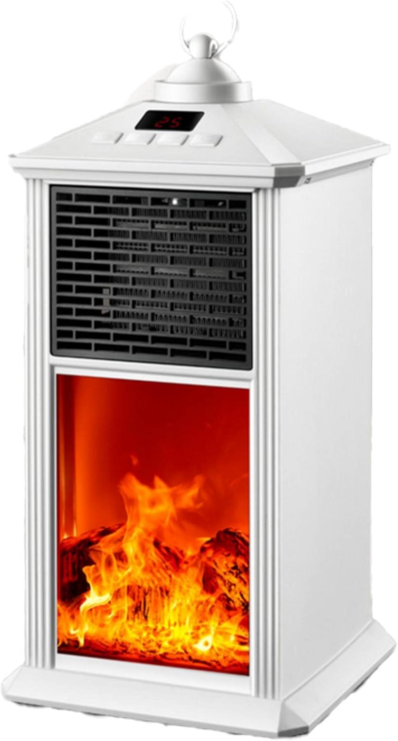 FACAI 3D Flame Electric Heater with Remote Control and Timer White