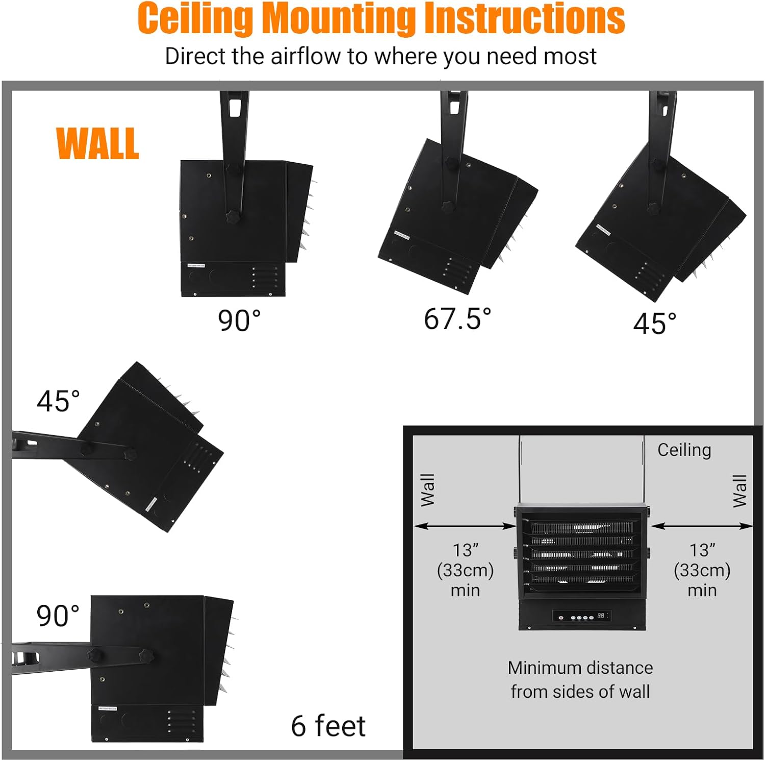 PioneerWorks 10000W Electric Ceiling Mount Heater with Remote and Timer