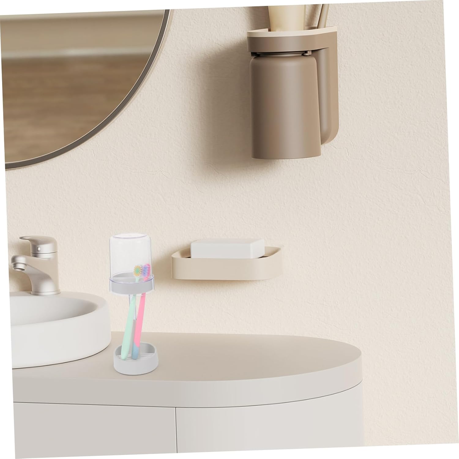 BESTYASH Toothbrush Holder with Cover and Drain Tray