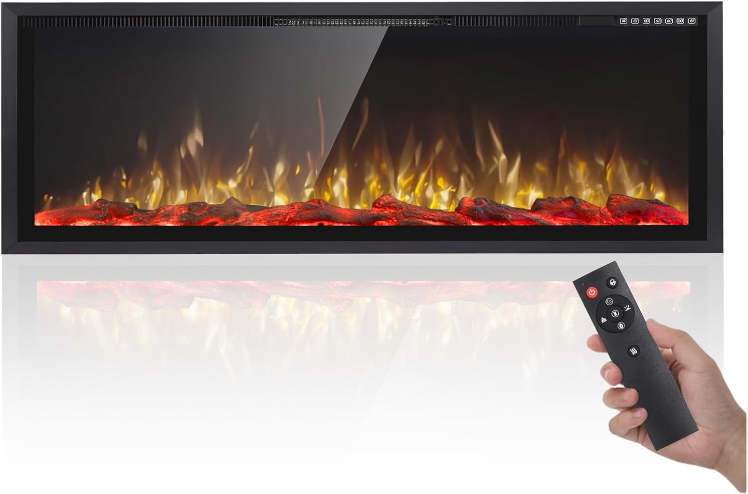 PRETZI 68 Inch Electric Fireplace Ultra Narrow Frame