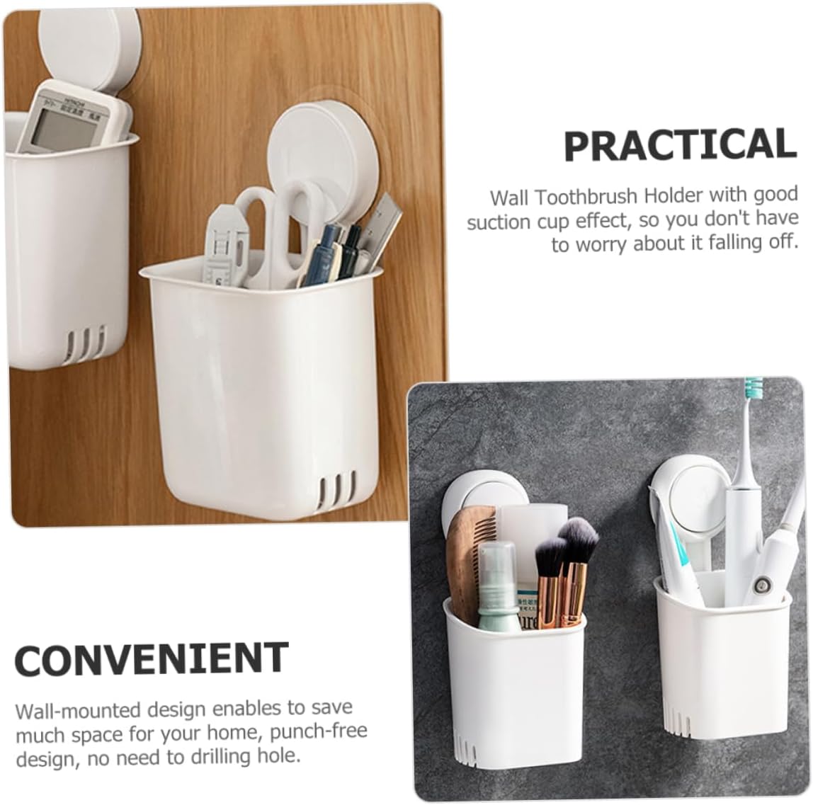 VOSAREA Wall Toothbrush Holder with Suction Cup