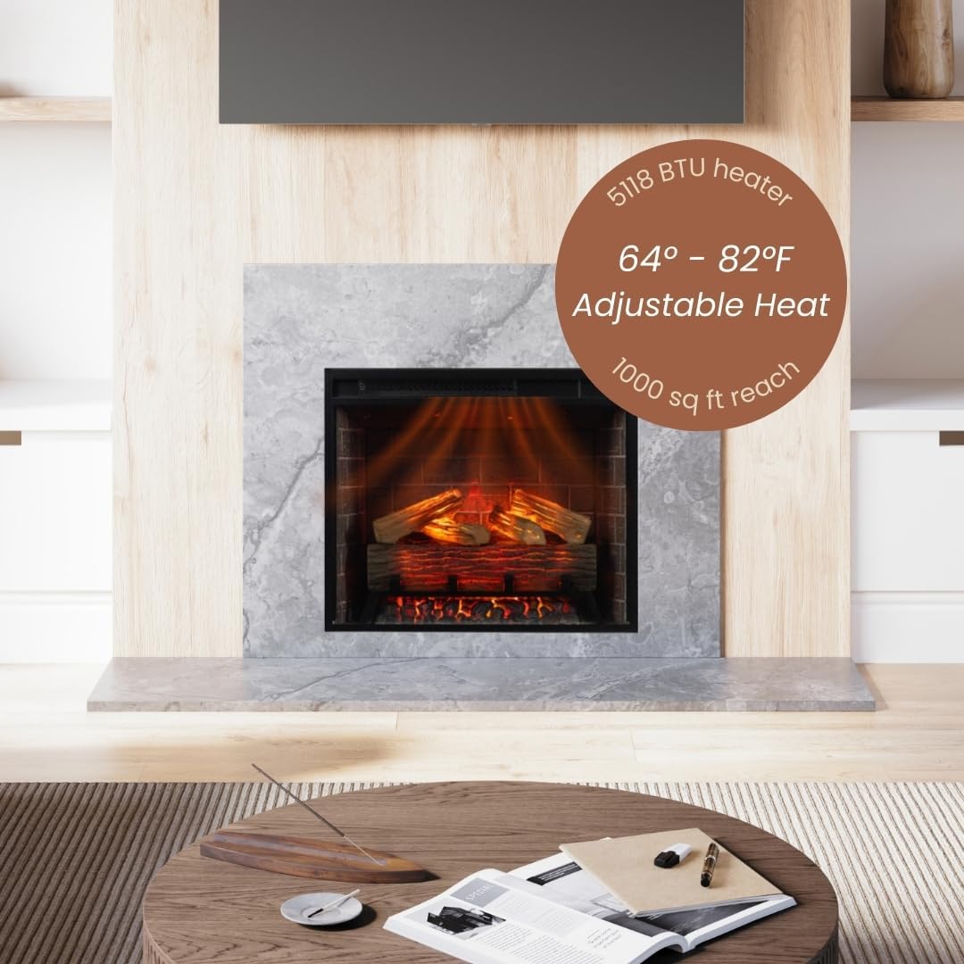 Modern Ember Uptown - Electric Fireplace Insert with Remote and Alexa Compatibility