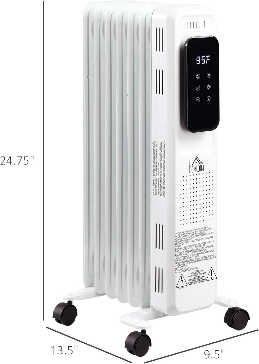 HOMCOM 2475 Electric Space Heater with 3 Modes Timer Remote 1500W White