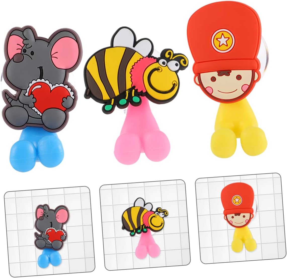 Holibanna Cartoon Toothbrush Holder Suction Cup 3 Pack