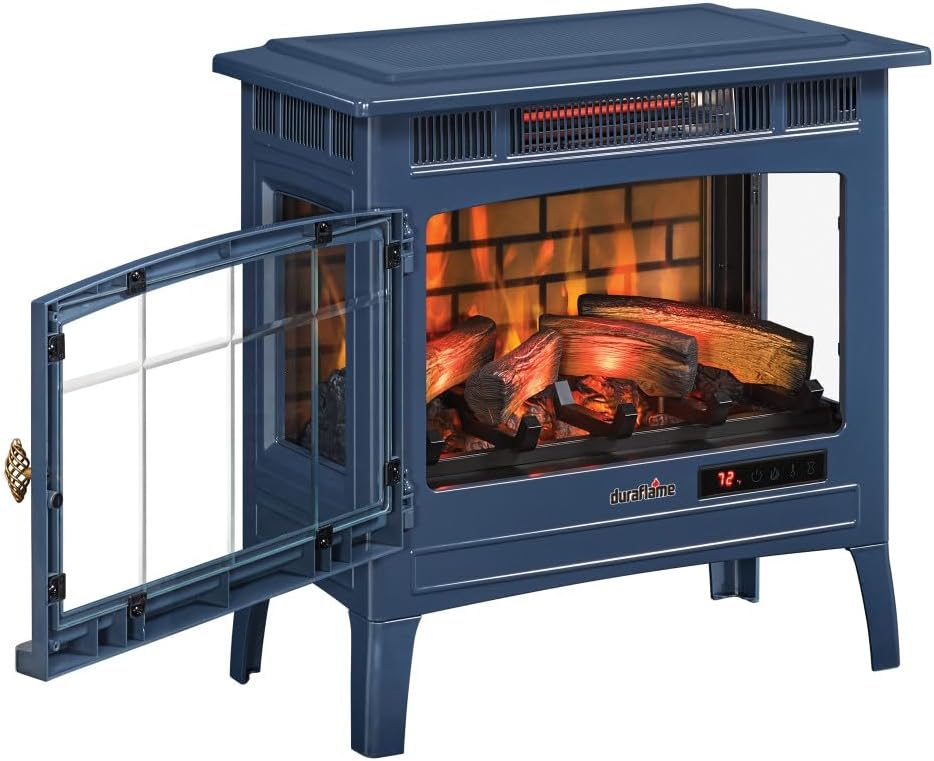 Duraflame Electric Fireplace Stove Heater with 3D Flame Effect Navy