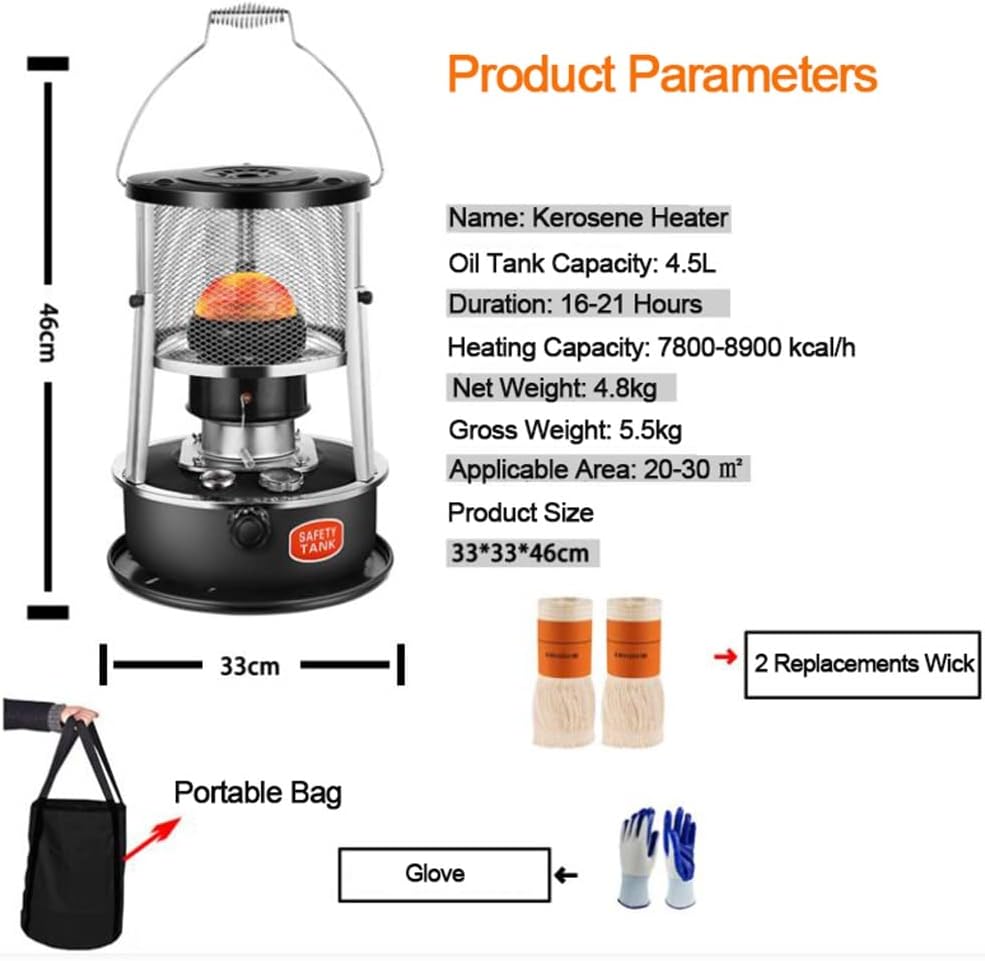 JJ Home Kerosene Heater Non Electric Indoor Outdoor Portable