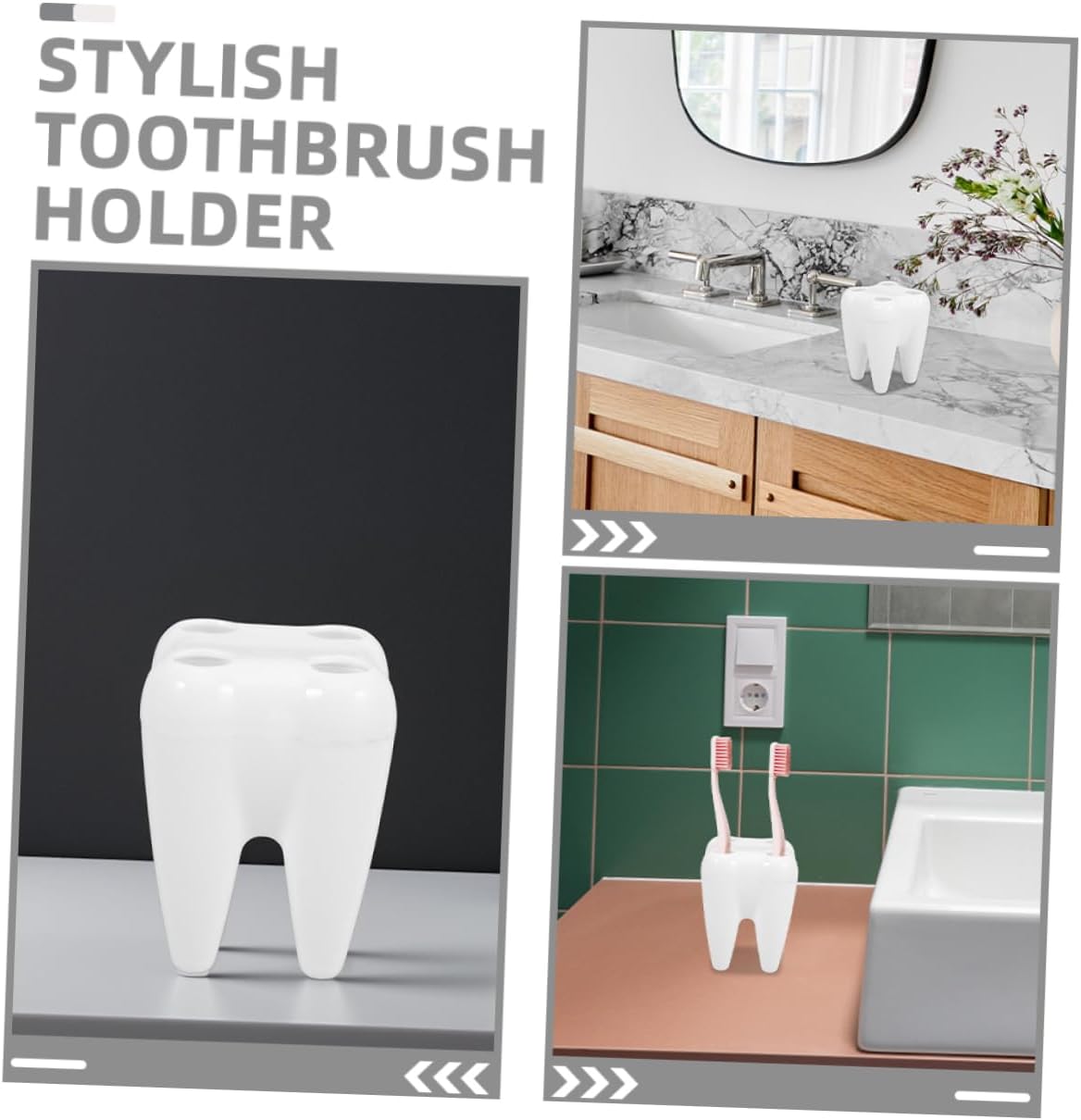 Ciieeo Tooth-Shaped Toothbrush Holder for Bathroom