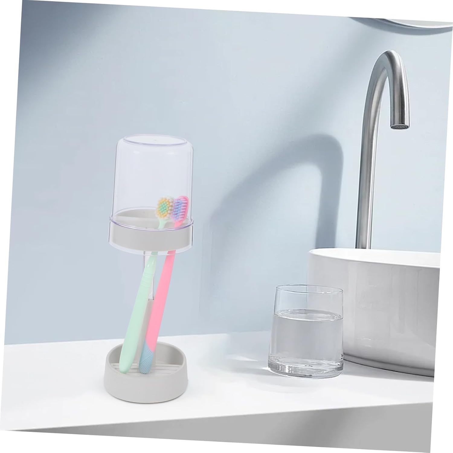 BUGUUYO Toothbrush Holder with Cover and Cup Slots 1