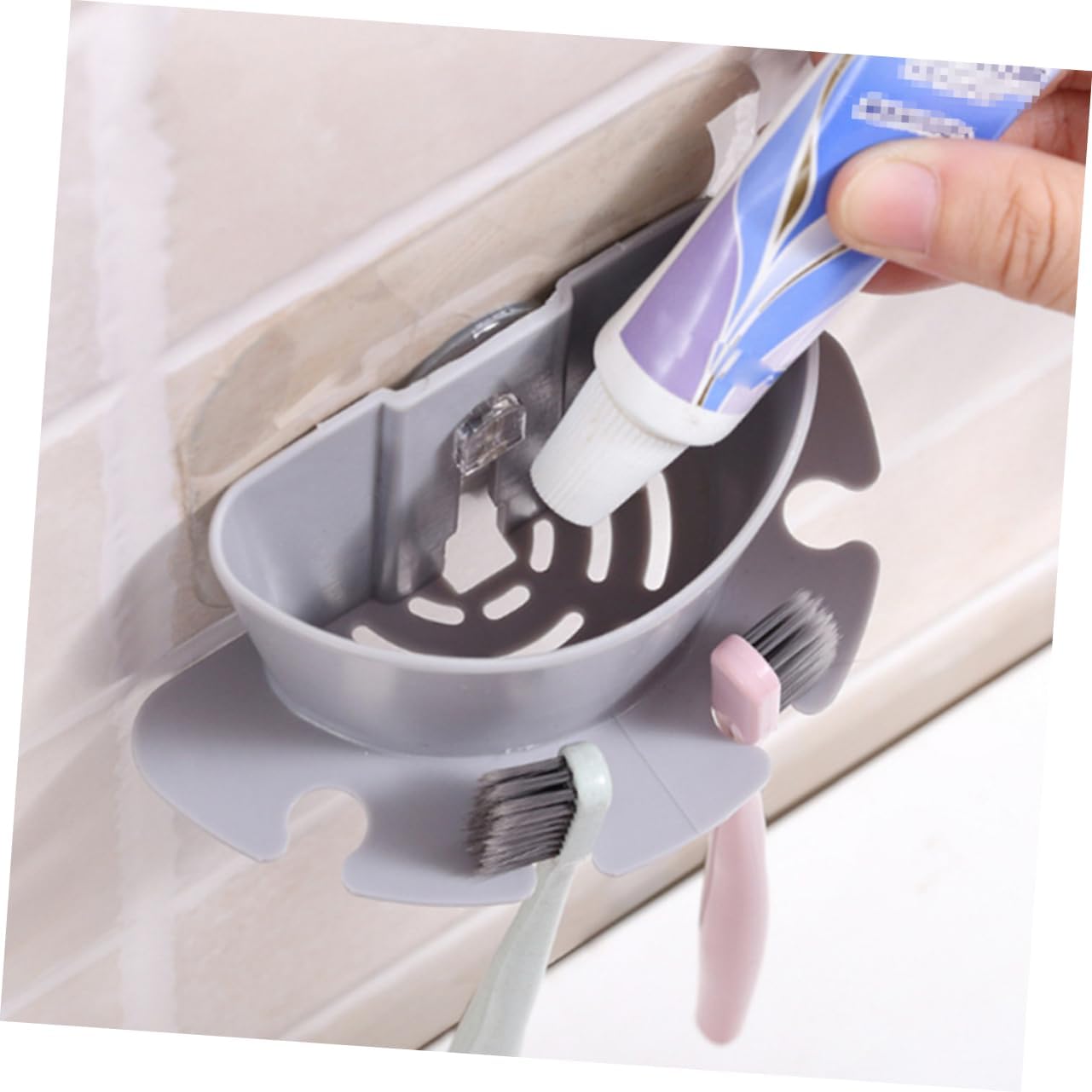 SOLUSTRE Suction Toothbrush Holder with Storage Cup