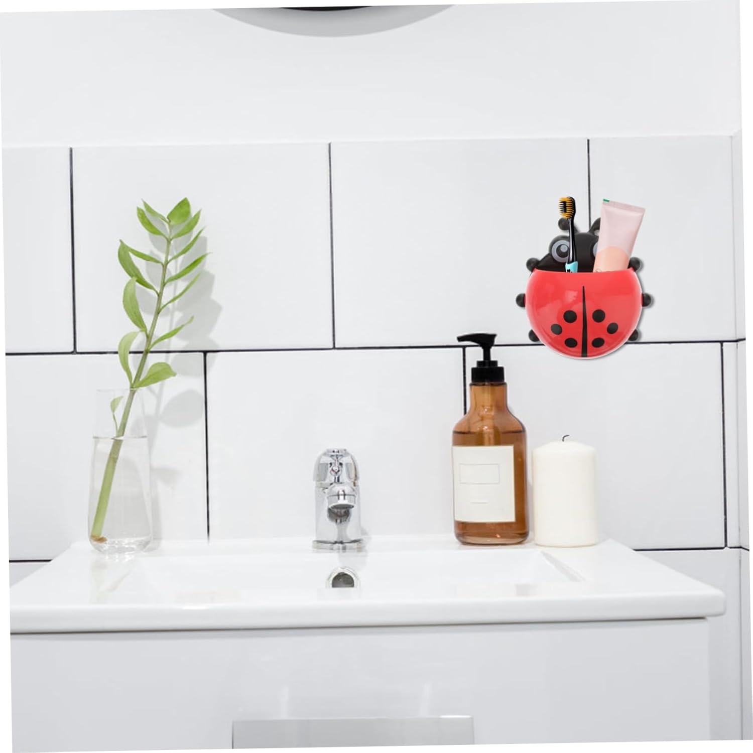 Garneck Ladybug Toothbrush Holder with Suction Cup